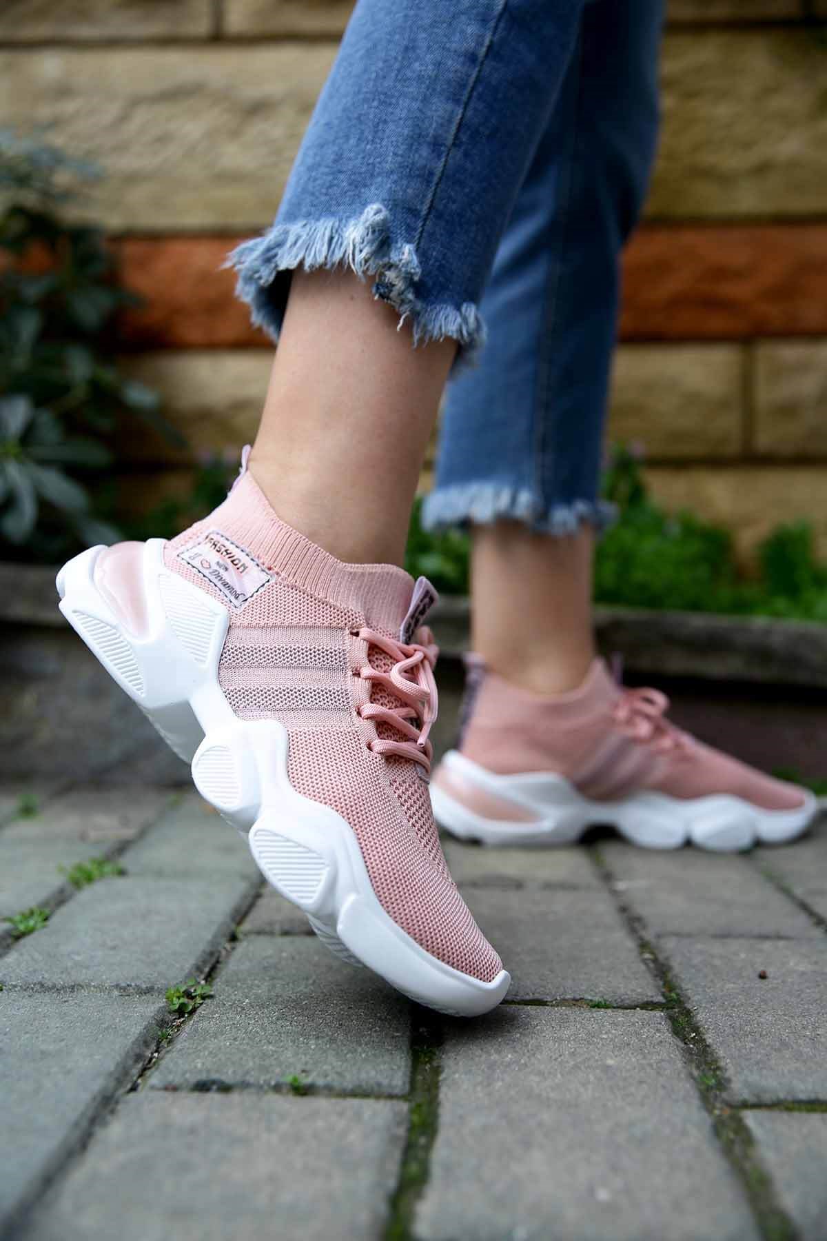 Bayan Triko Spor Ayakkabı - 6911 PEMBE