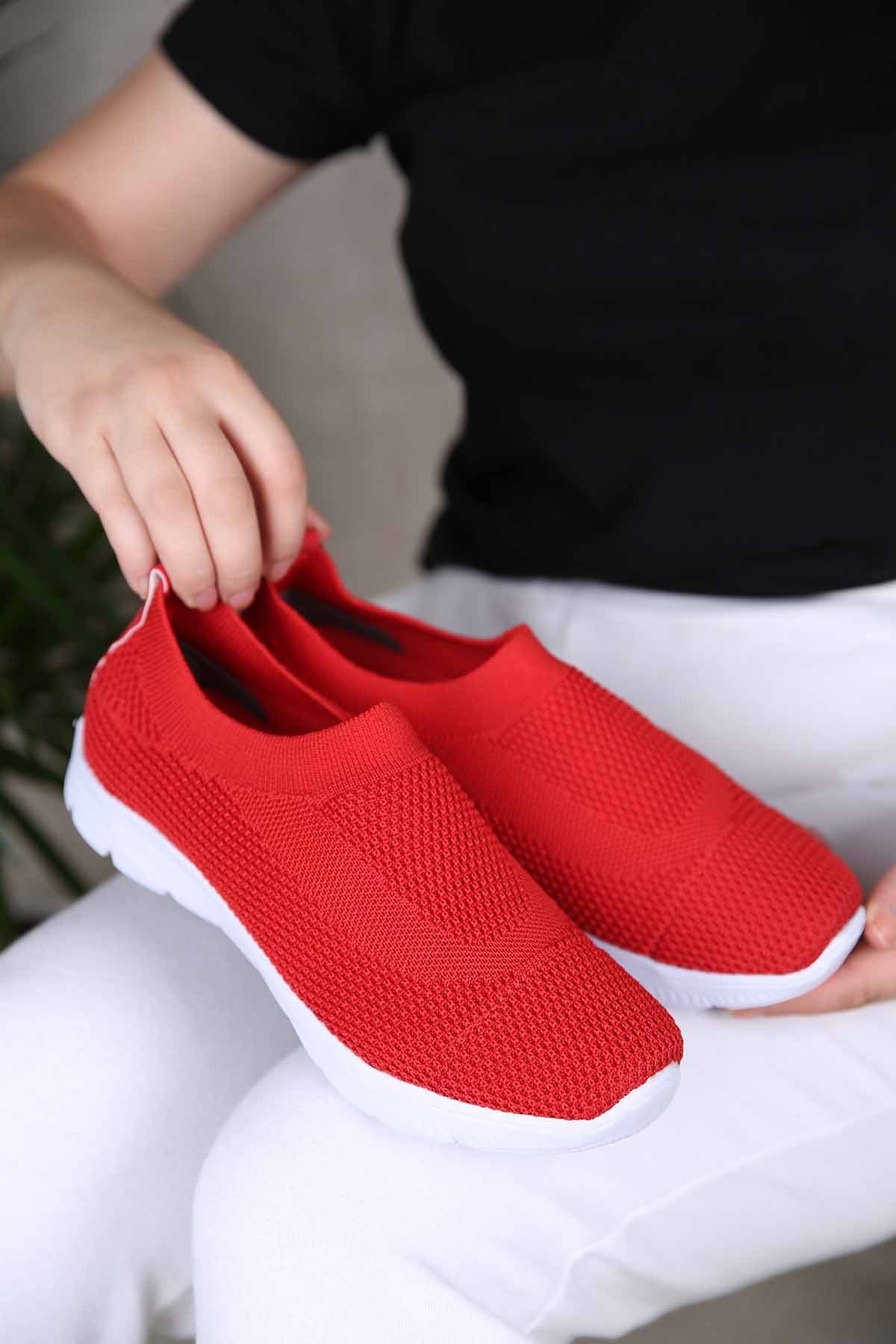 Bayan Triko Spor Ayakkabı - N049 KIRMIZI