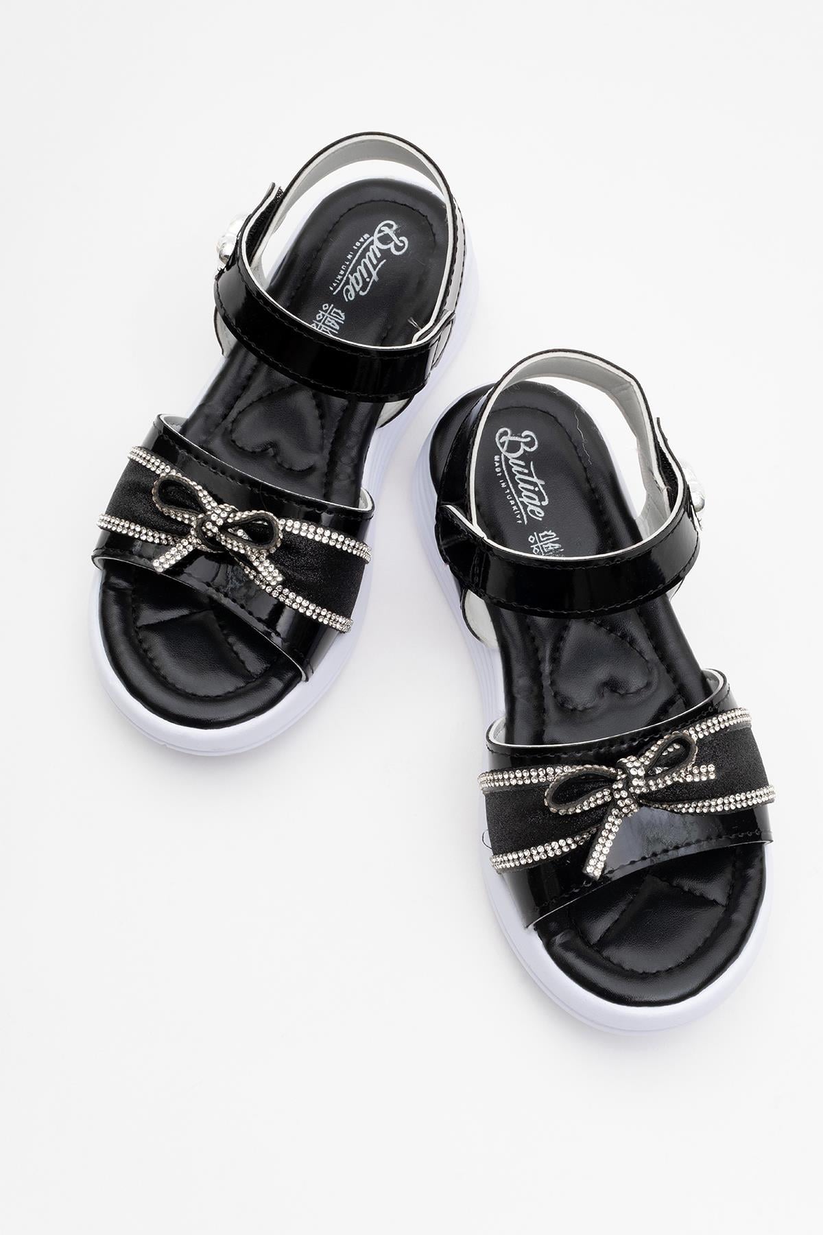 Çapraz Bantlı Çocuk Sandalet 26-30 SİYAH