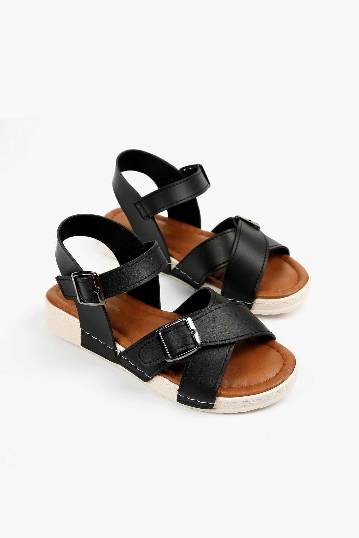 Çocuk Çapraz Bantlı Sandalet 30-35 SİYAH