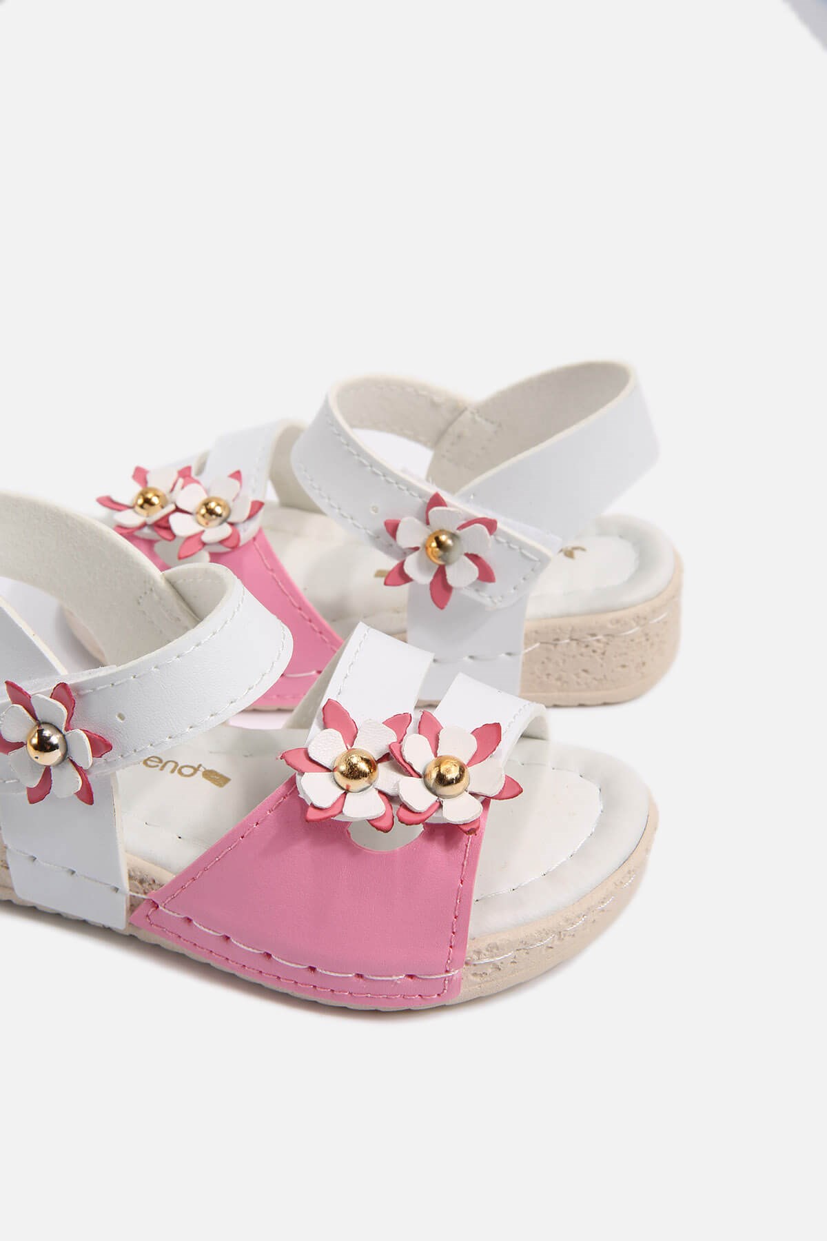 Çocuk Çiçekli Sandalet 23-25 BEYAZ PEMBE