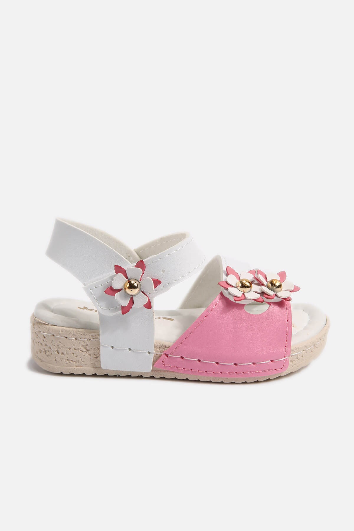 Çocuk Çiçekli Sandalet 23-25 BEYAZ PEMBE