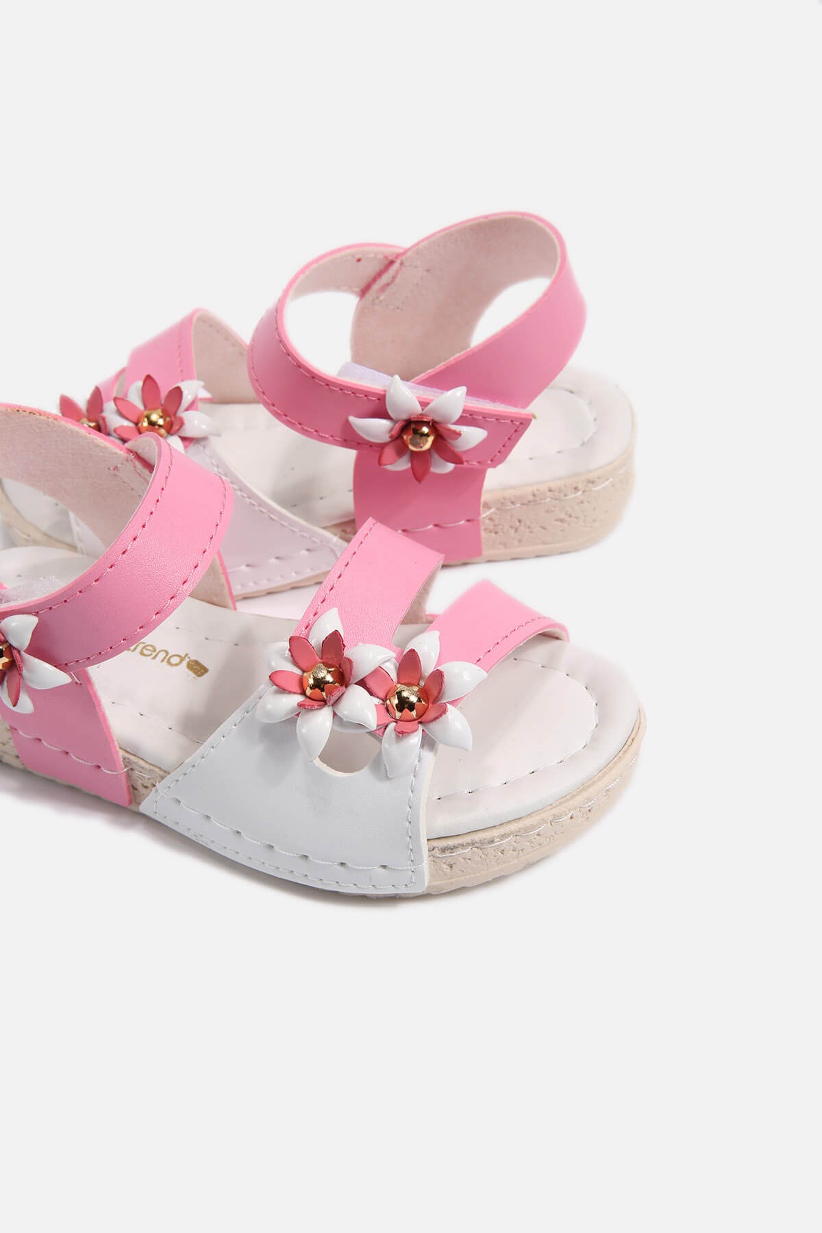 Çocuk Çiçekli Sandalet 26-29 BEYAZ PEMBE