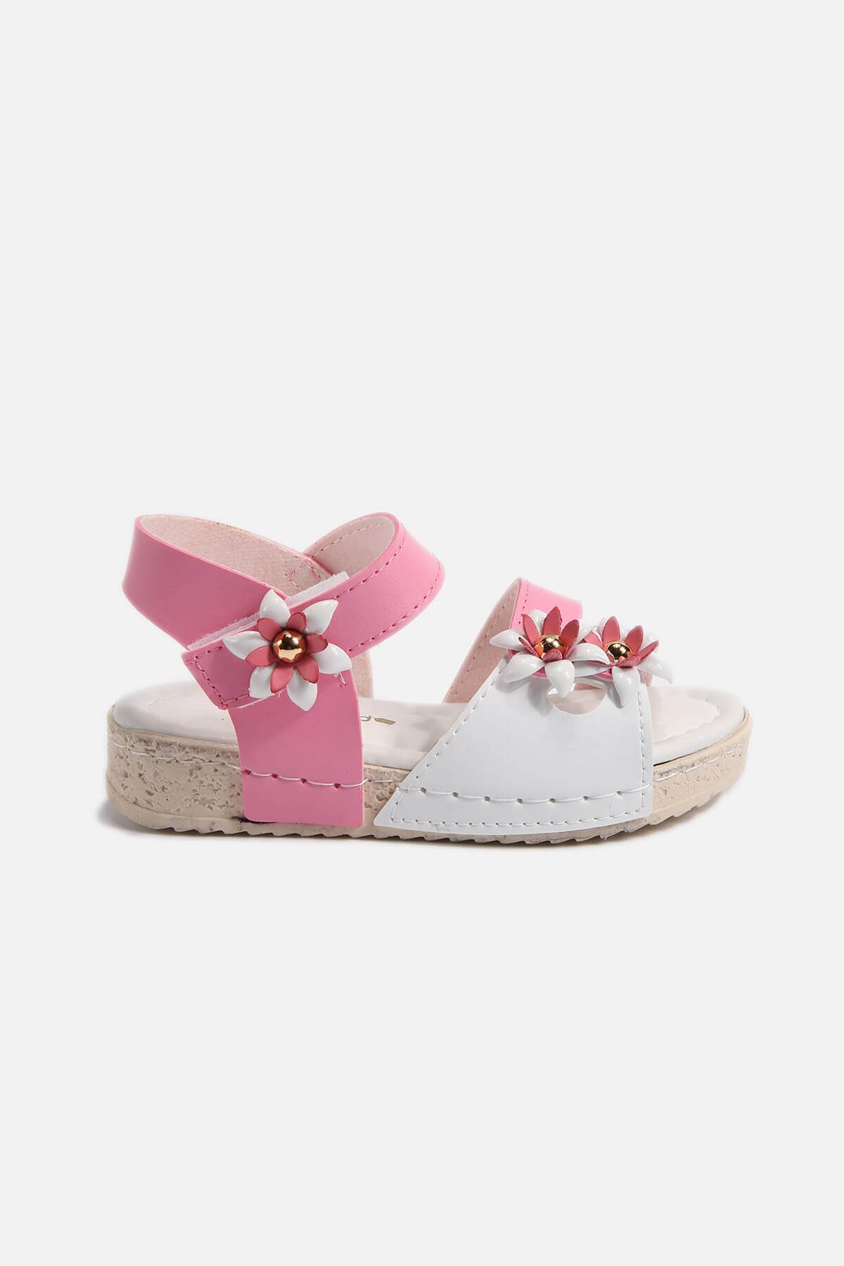 Çocuk Çiçekli Sandalet 26-29 BEYAZ PEMBE