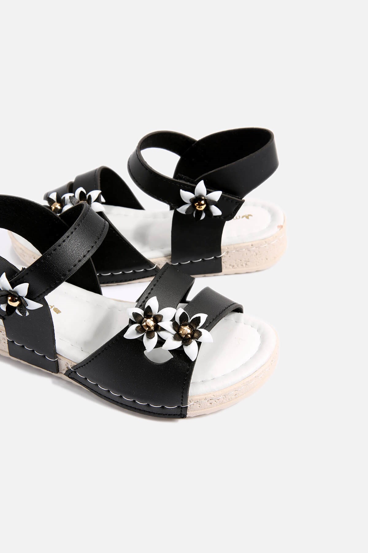 Çocuk Çiçekli Sandalet 30-35 SİYAH SİYAH