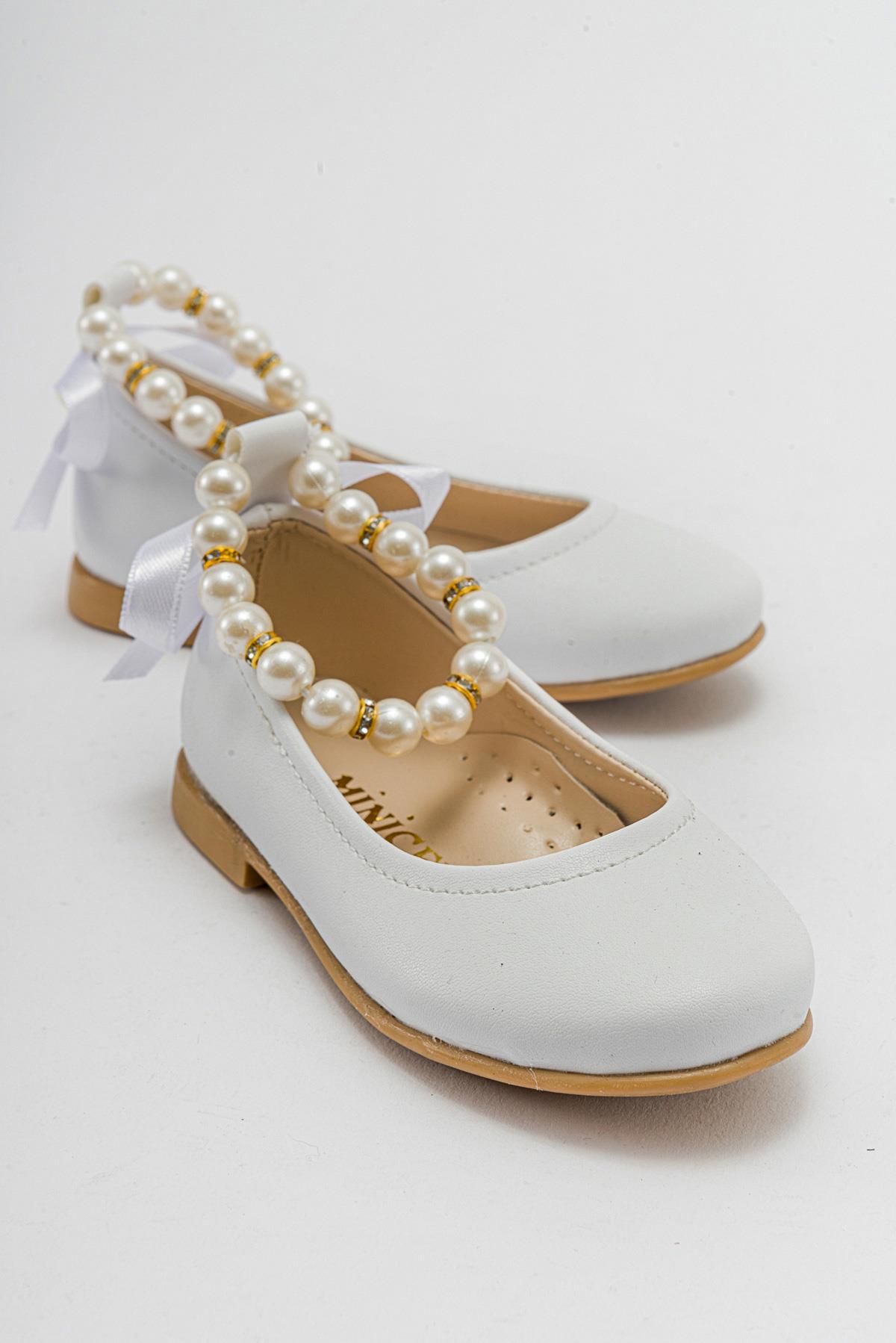 Çocuk Çiçekli Tüllü Ayakkabı 21-25 BEYAZ