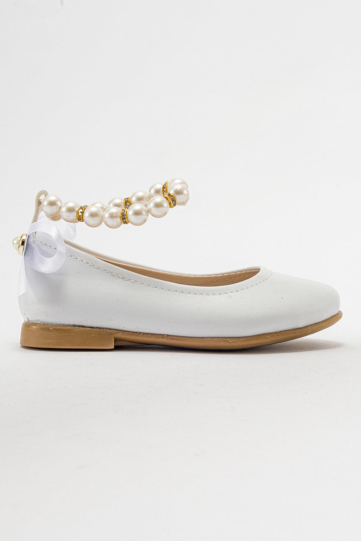 Çocuk Çiçekli Tüllü Ayakkabı 21-25 BEYAZ