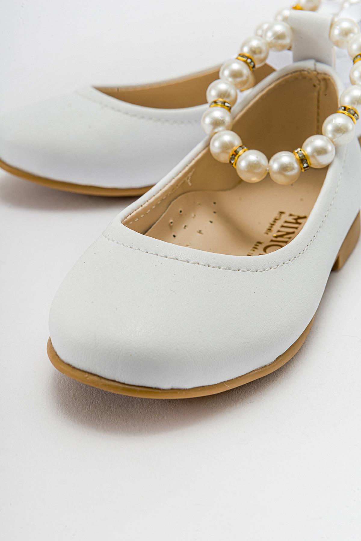 Çocuk Çiçekli Tüllü Ayakkabı 21-25 BEYAZ