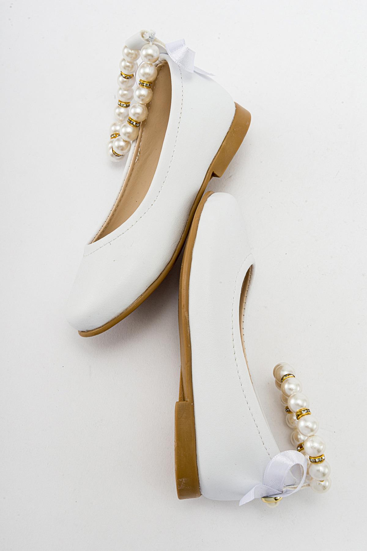 Çocuk Çiçekli Tüllü Ayakkabı 21-25 BEYAZ