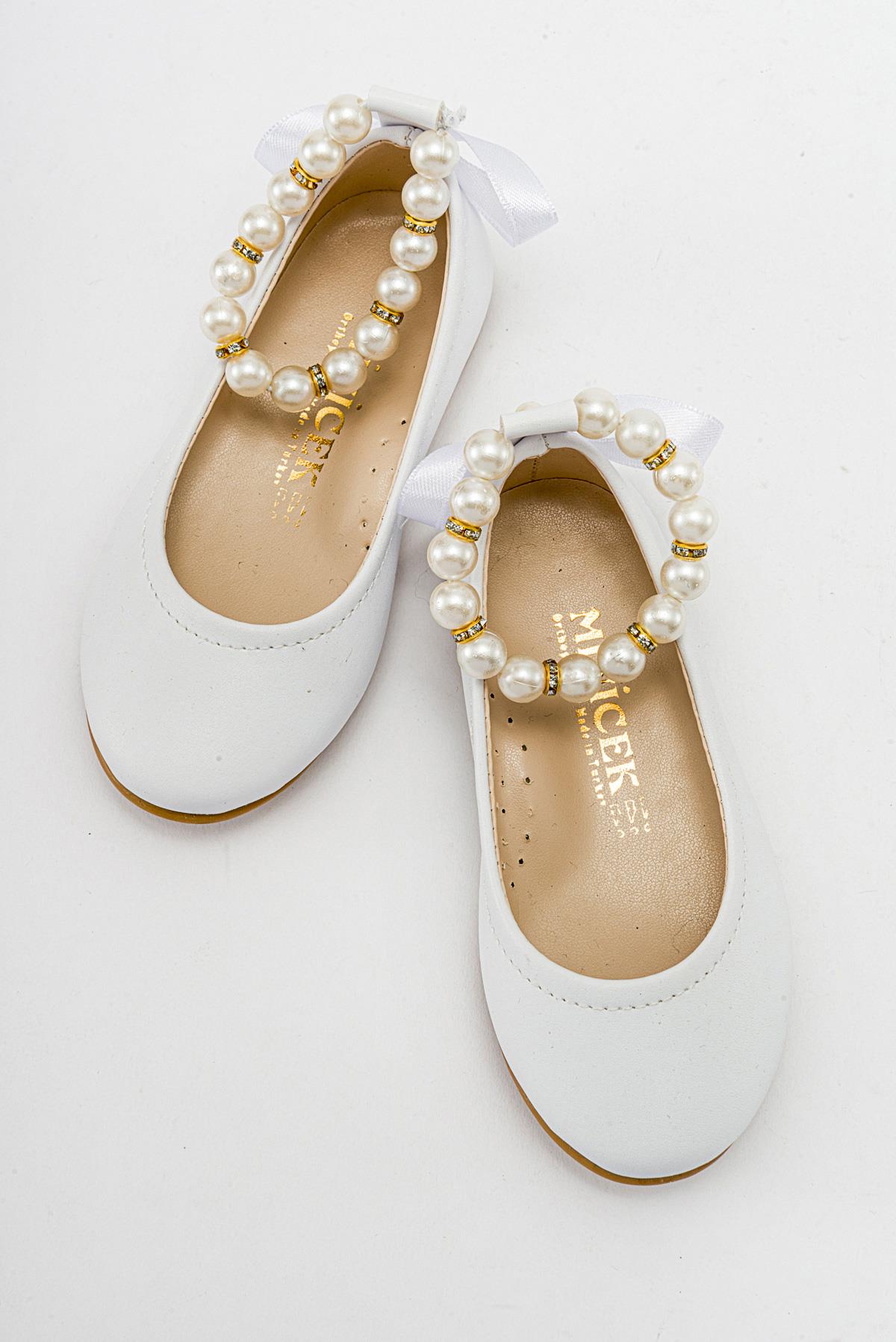 Çocuk Çiçekli Tüllü Ayakkabı 21-25 BEYAZ