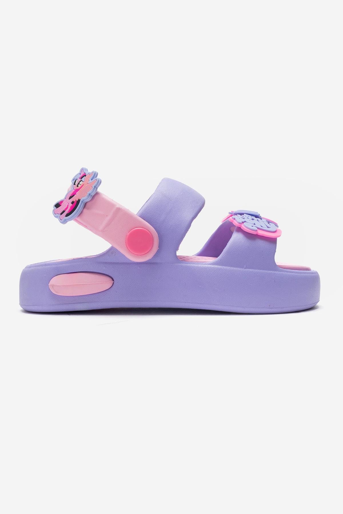 Çocuk Çift Biyeli Emojili Terlik LİLA PEMBE