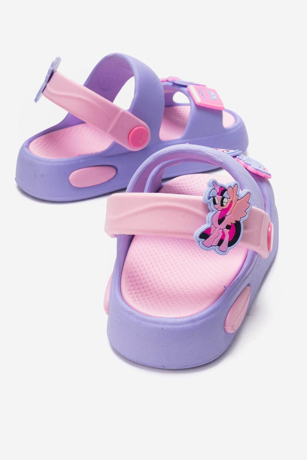 Çocuk Çift Biyeli Emojili Terlik LİLA PEMBE