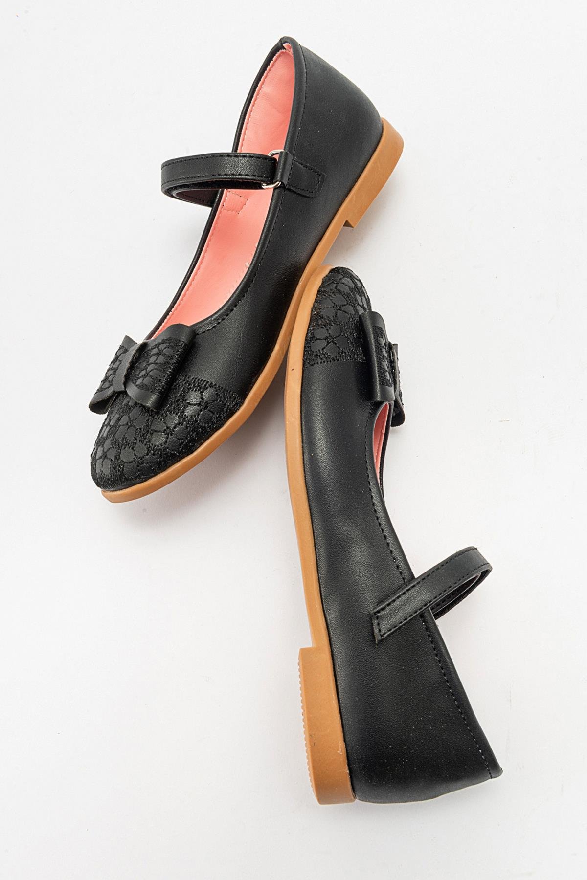 Çocuk Dantelli Ayakkabı 31-36 SİYAH