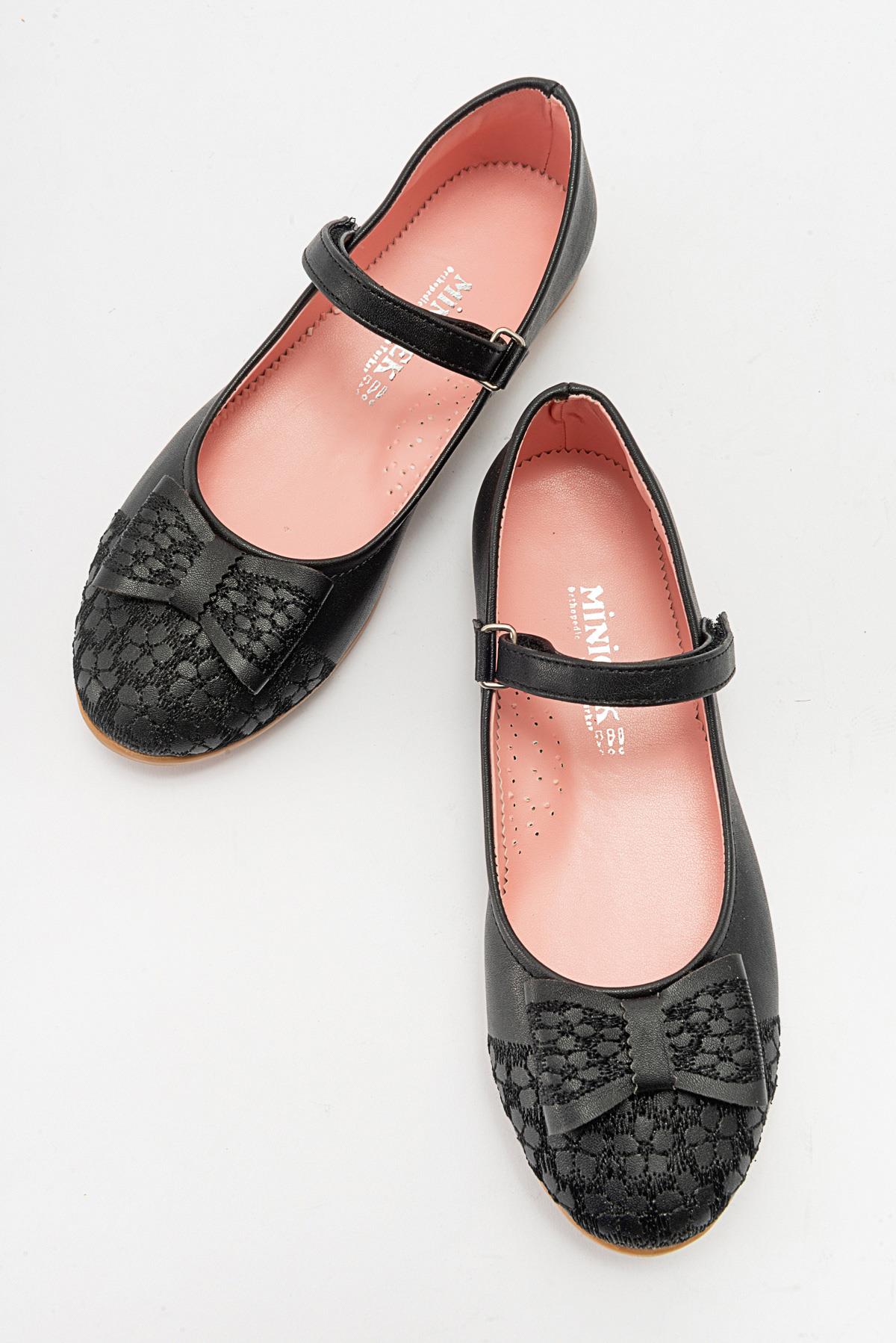 Çocuk Dantelli Ayakkabı 31-36 SİYAH