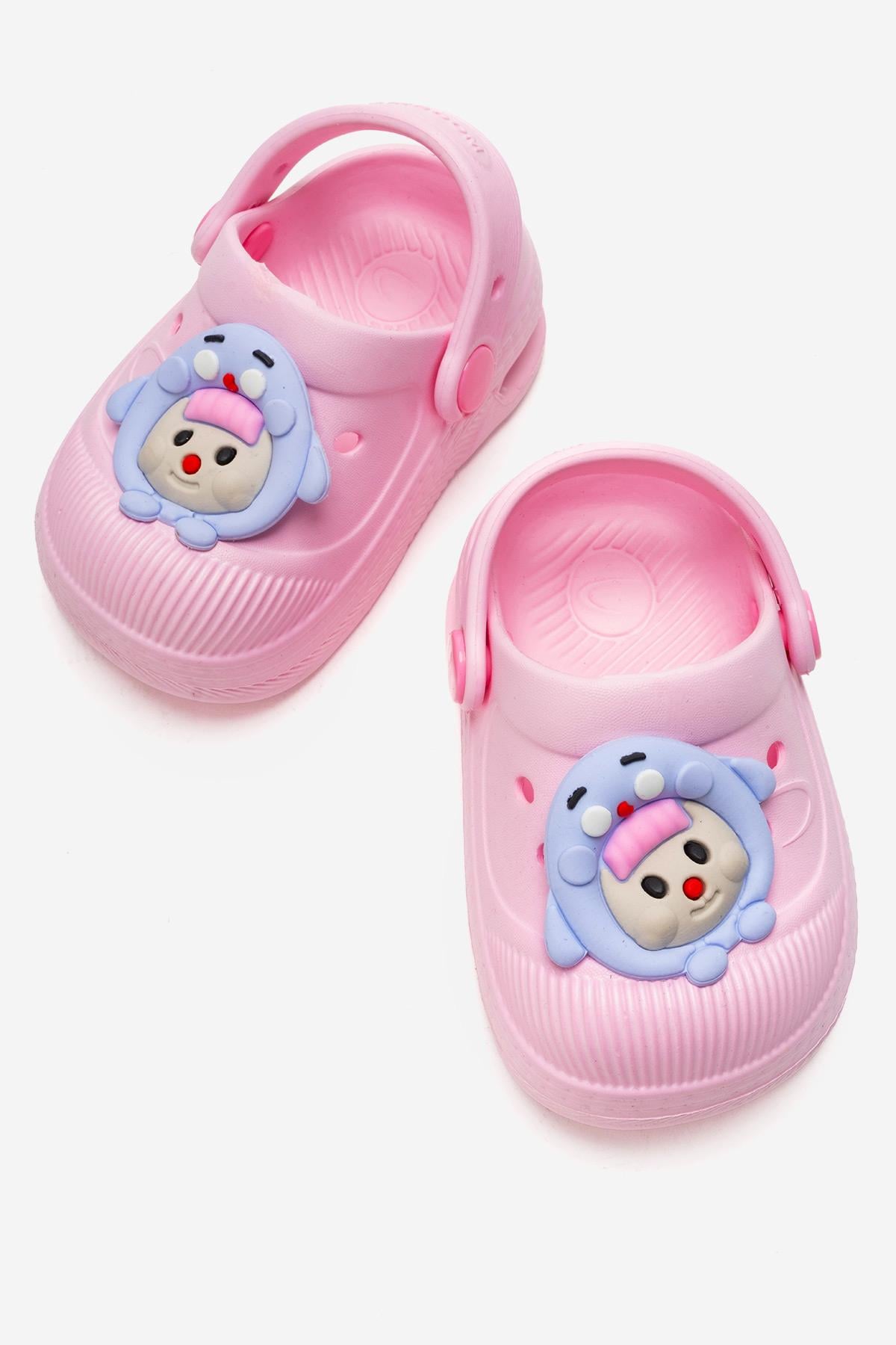 Çocuk Işıklı Emojili Sabo Terlik PEMBE