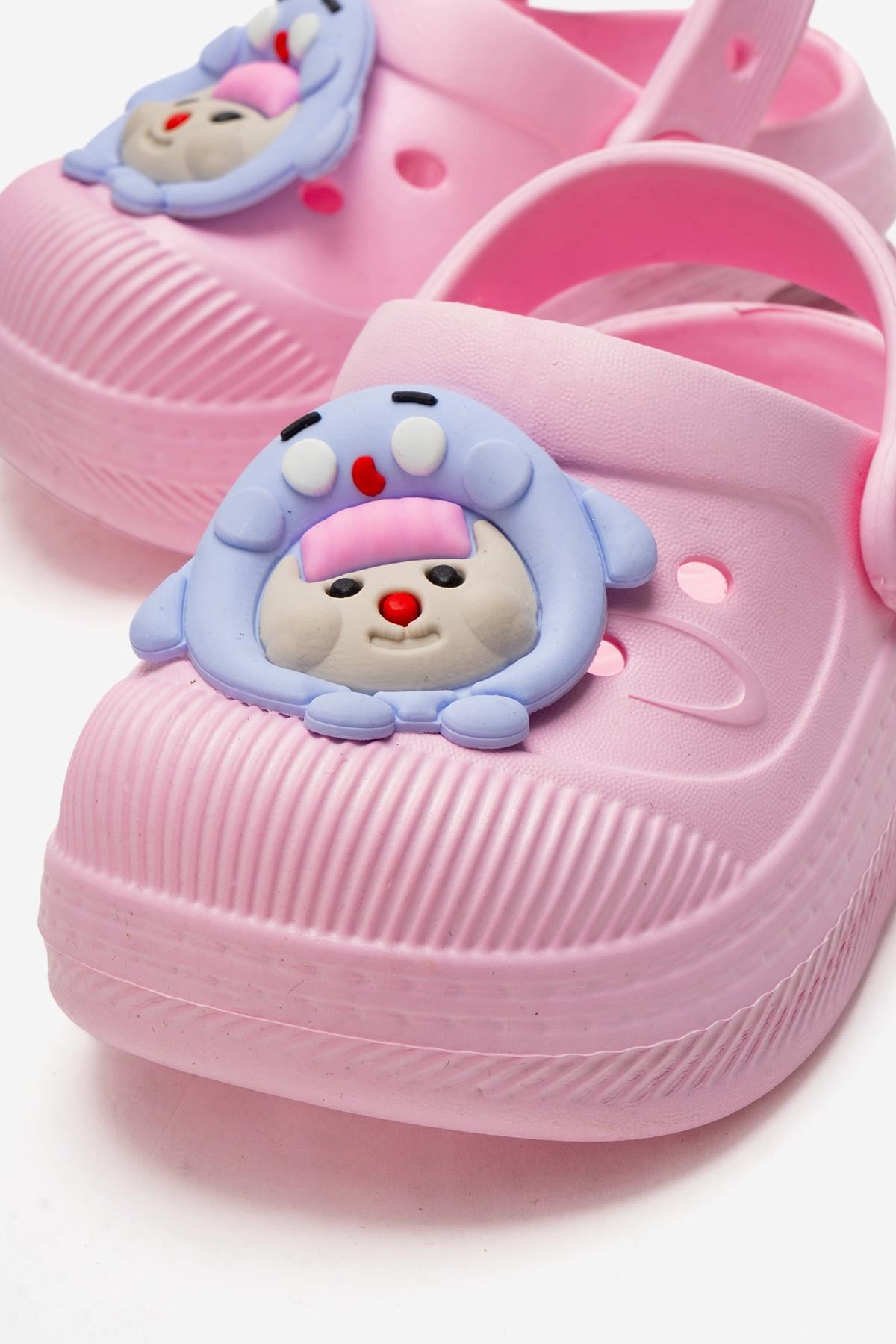 Çocuk Işıklı Emojili Sabo Terlik PEMBE