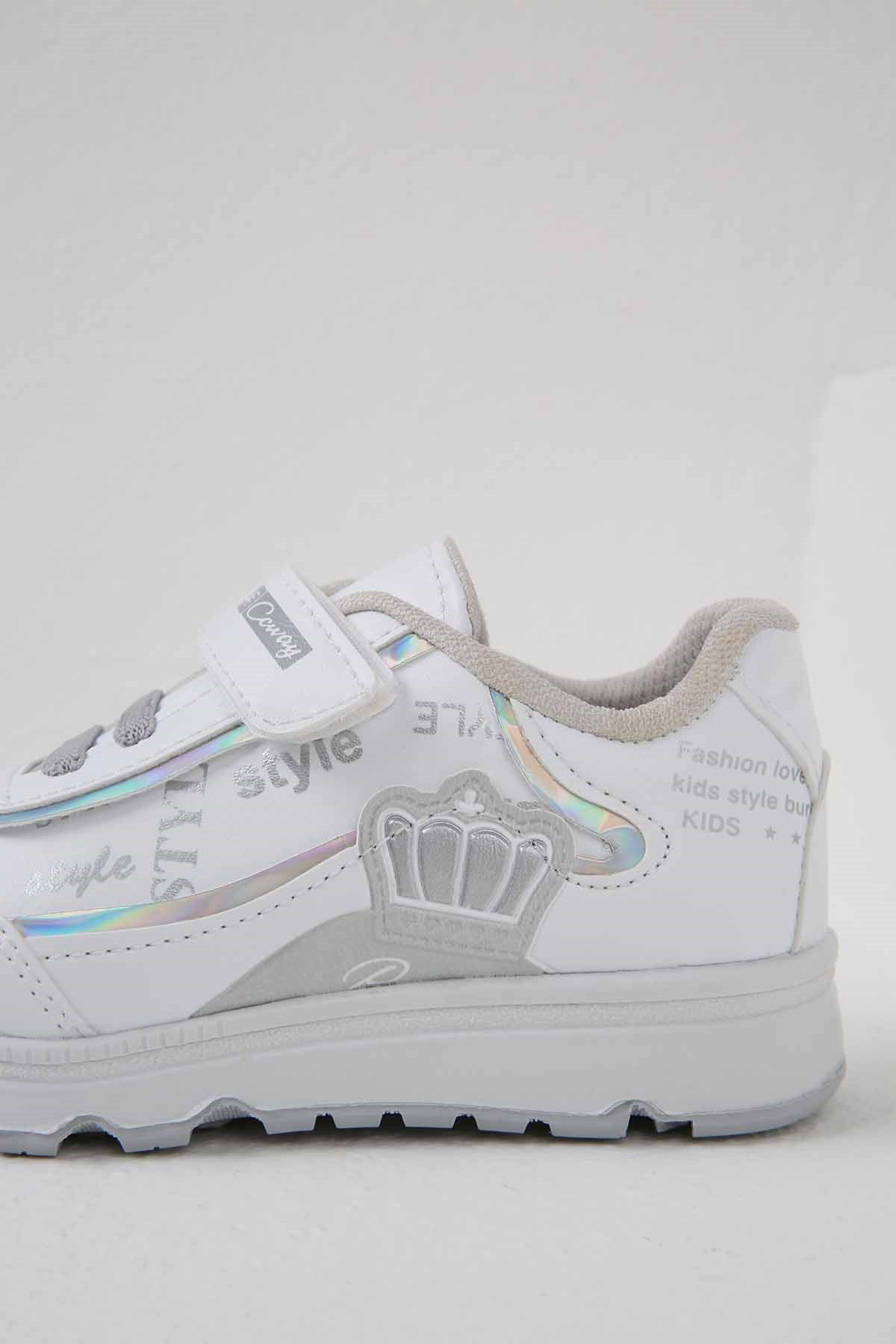 Çocuk Kaymaz Taban Spor Ayakkabı 26-29 BEYAZ BUZ HOLOGRAM