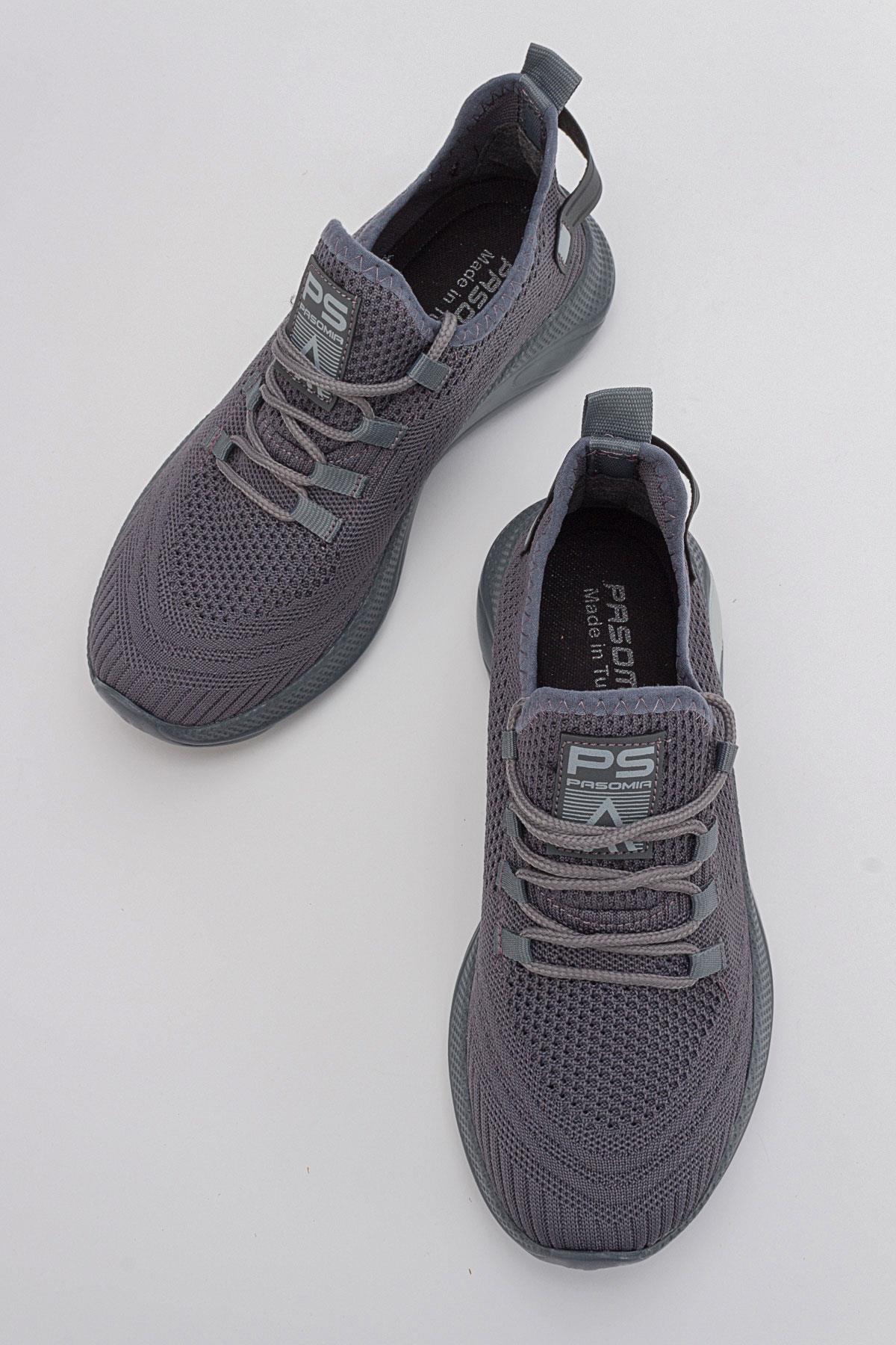 Erkek Bağcıklı Triko Spor Ayakkabı FÜME FÜME