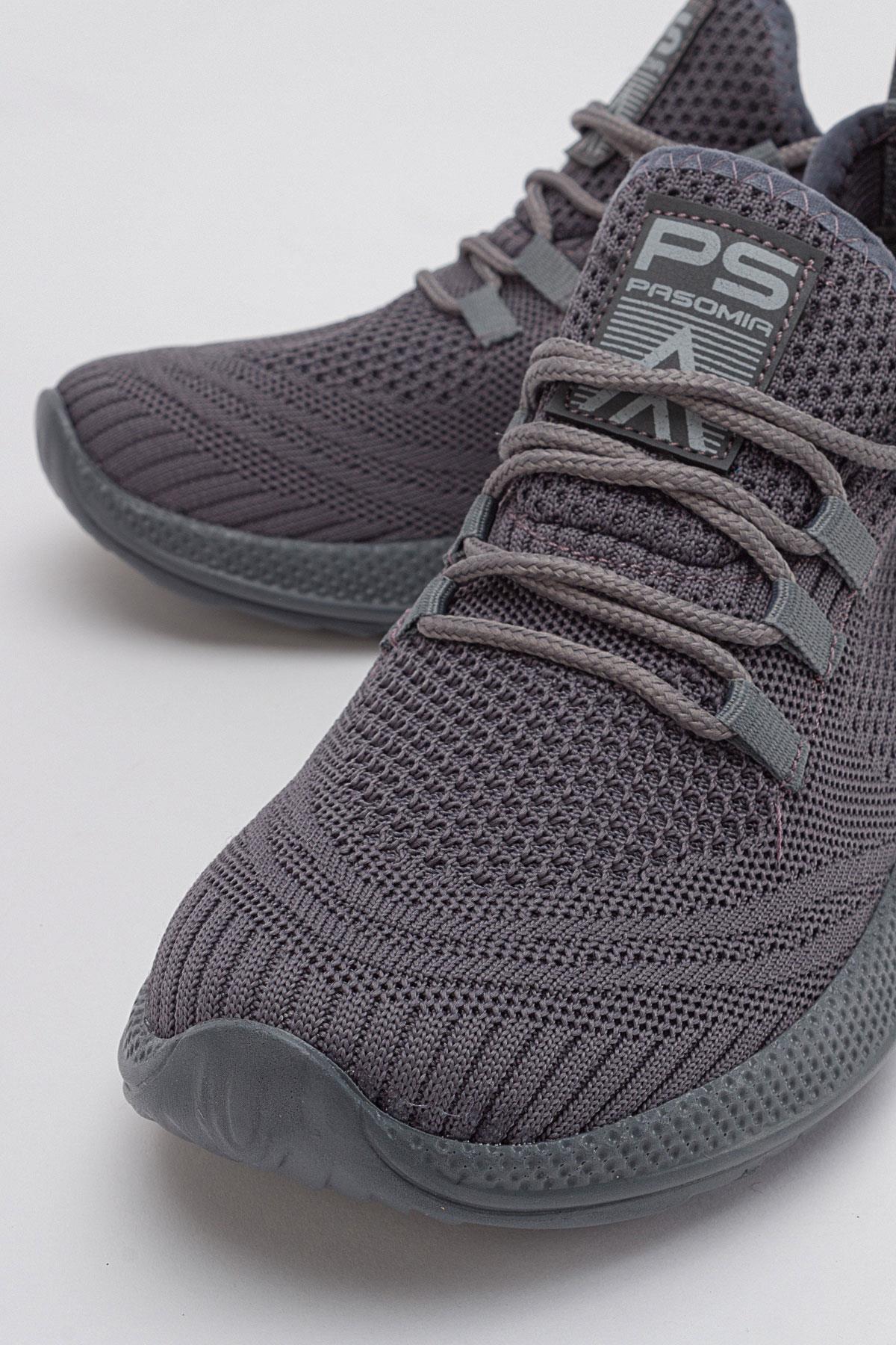 Erkek Bağcıklı Triko Spor Ayakkabı FÜME FÜME