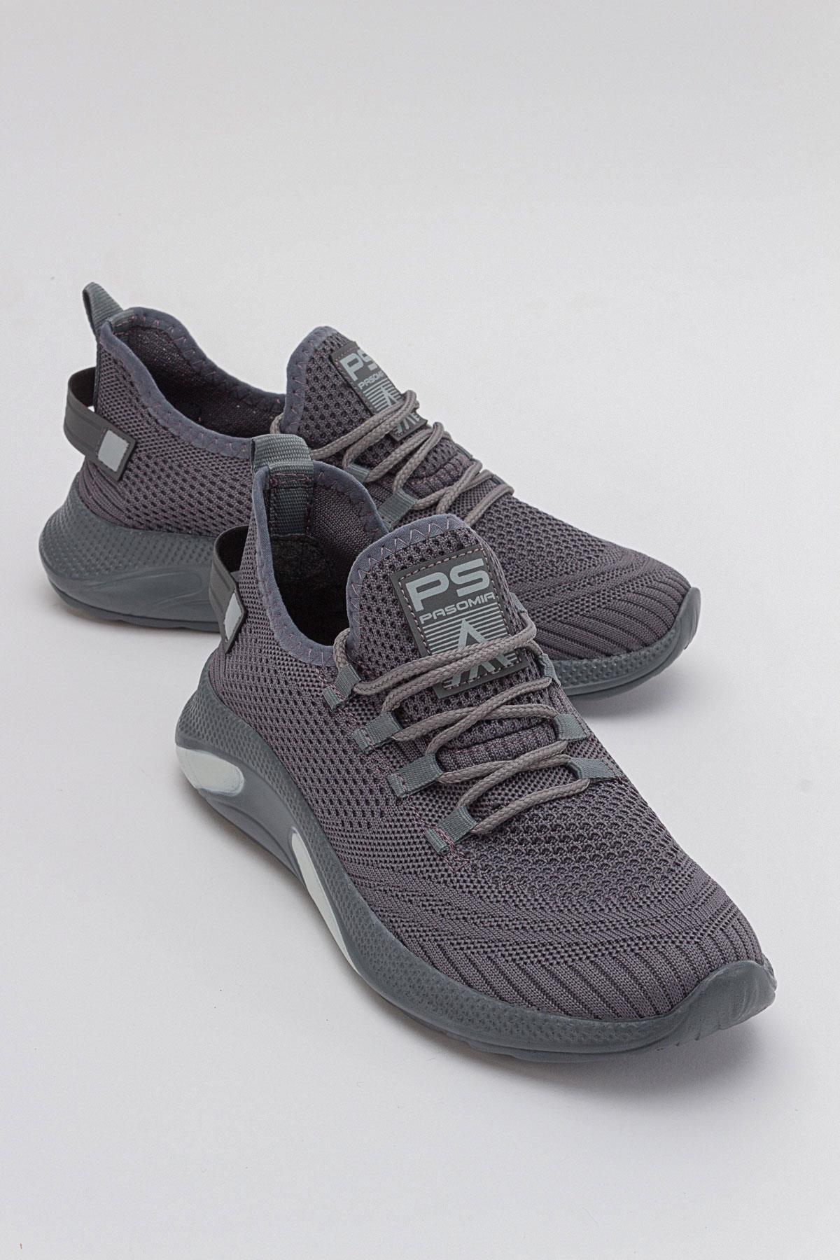 Erkek Bağcıklı Triko Spor Ayakkabı FÜME FÜME