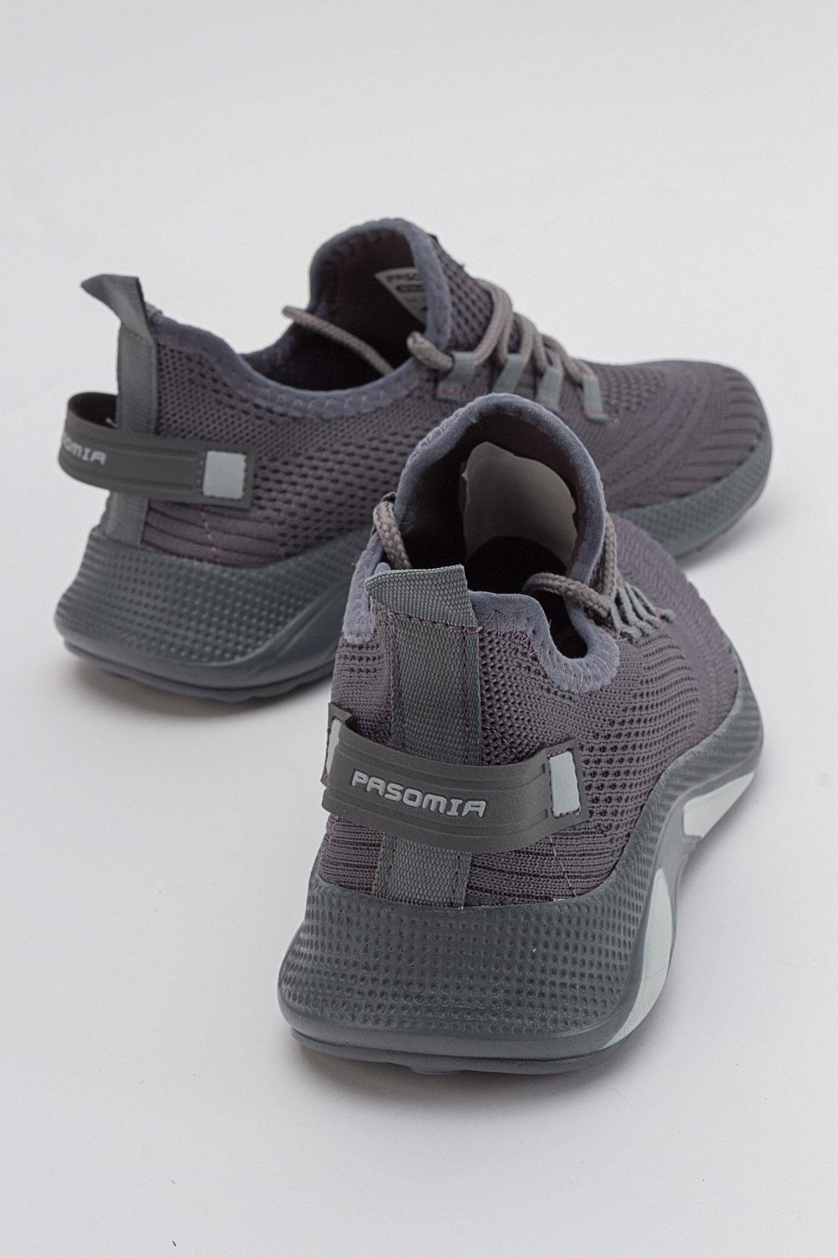 Erkek Bağcıklı Triko Spor Ayakkabı FÜME FÜME