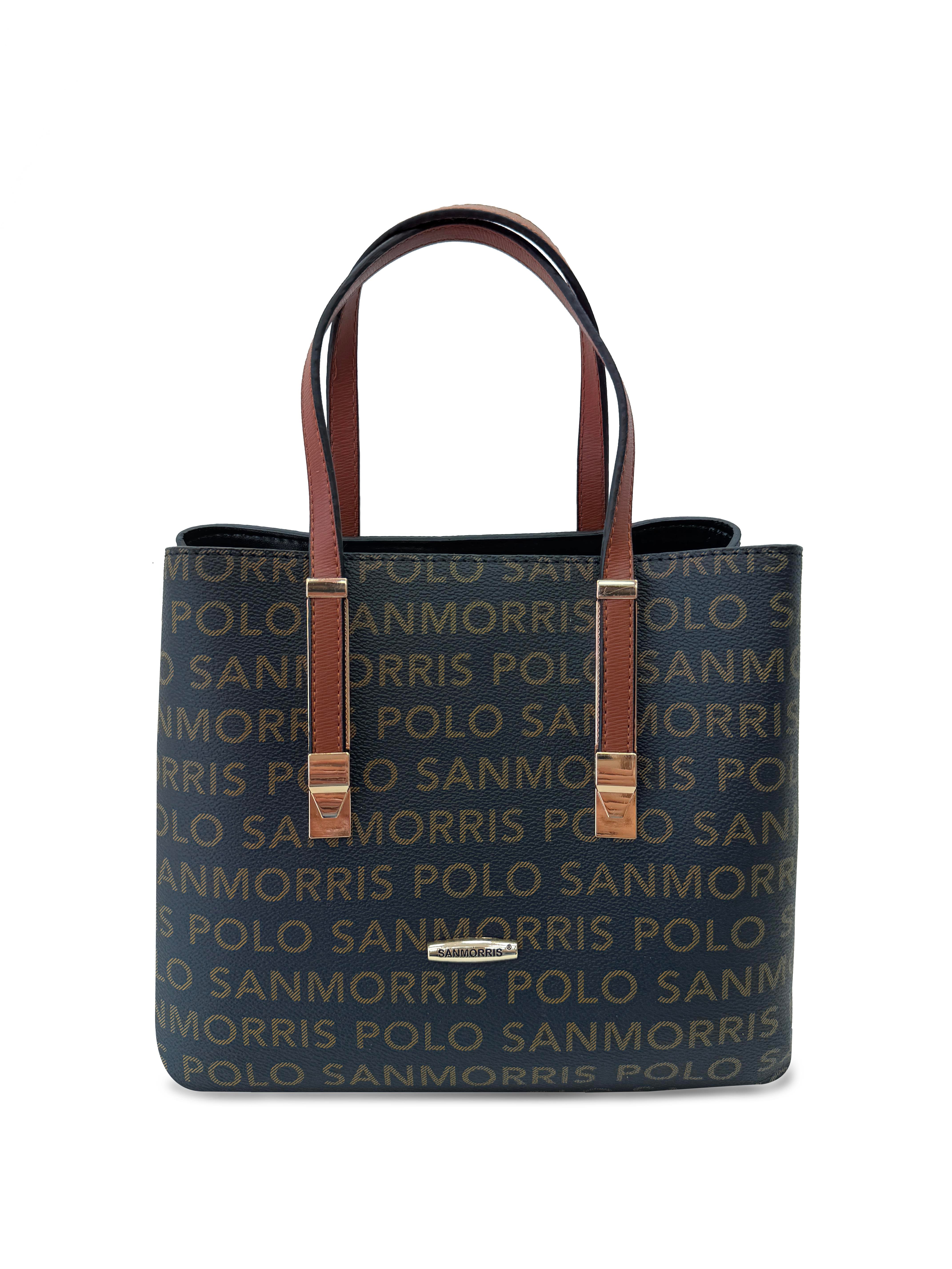 Kadın 4 Bölmeli Gold Aksesuarlı Sade Şık Omuz Ve El Çantası KAHVE YAZILI