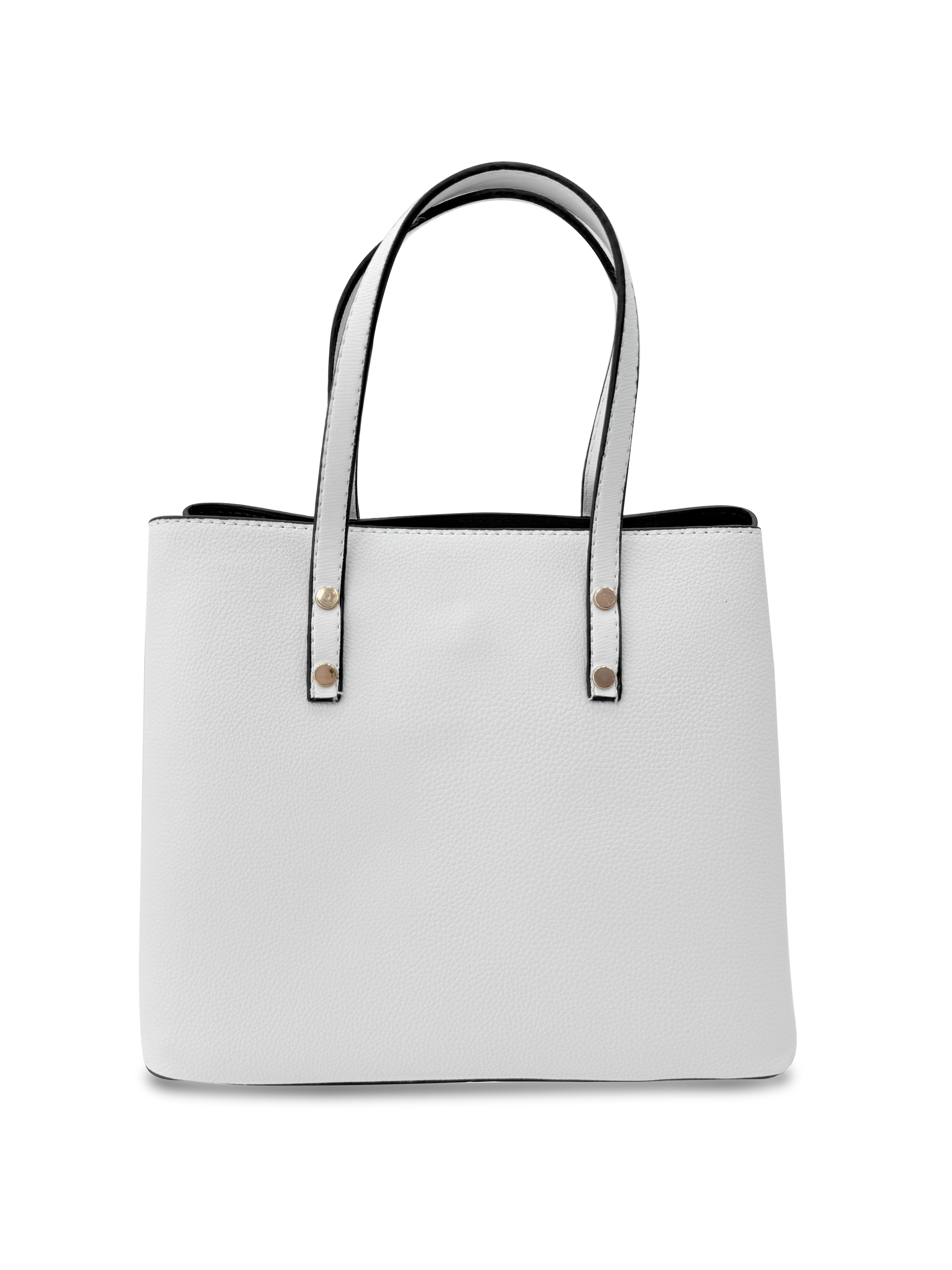 Kadın 4 Bölmeli Gold Aksesuarlı Sade Şık Omuz Ve El Çantası BEYAZ