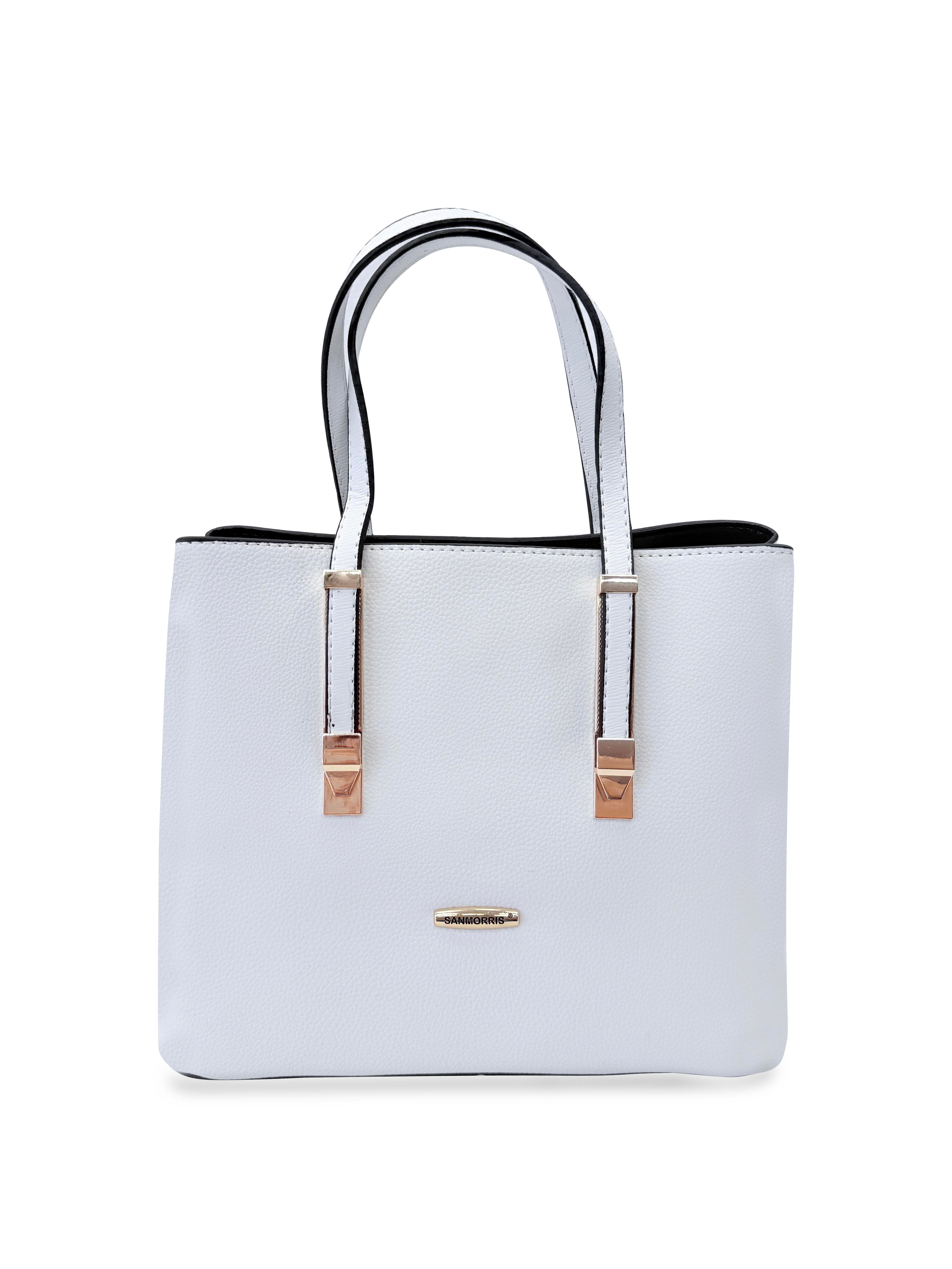 Kadın 4 Bölmeli Gold Aksesuarlı Sade Şık Omuz Ve El Çantası BEYAZ