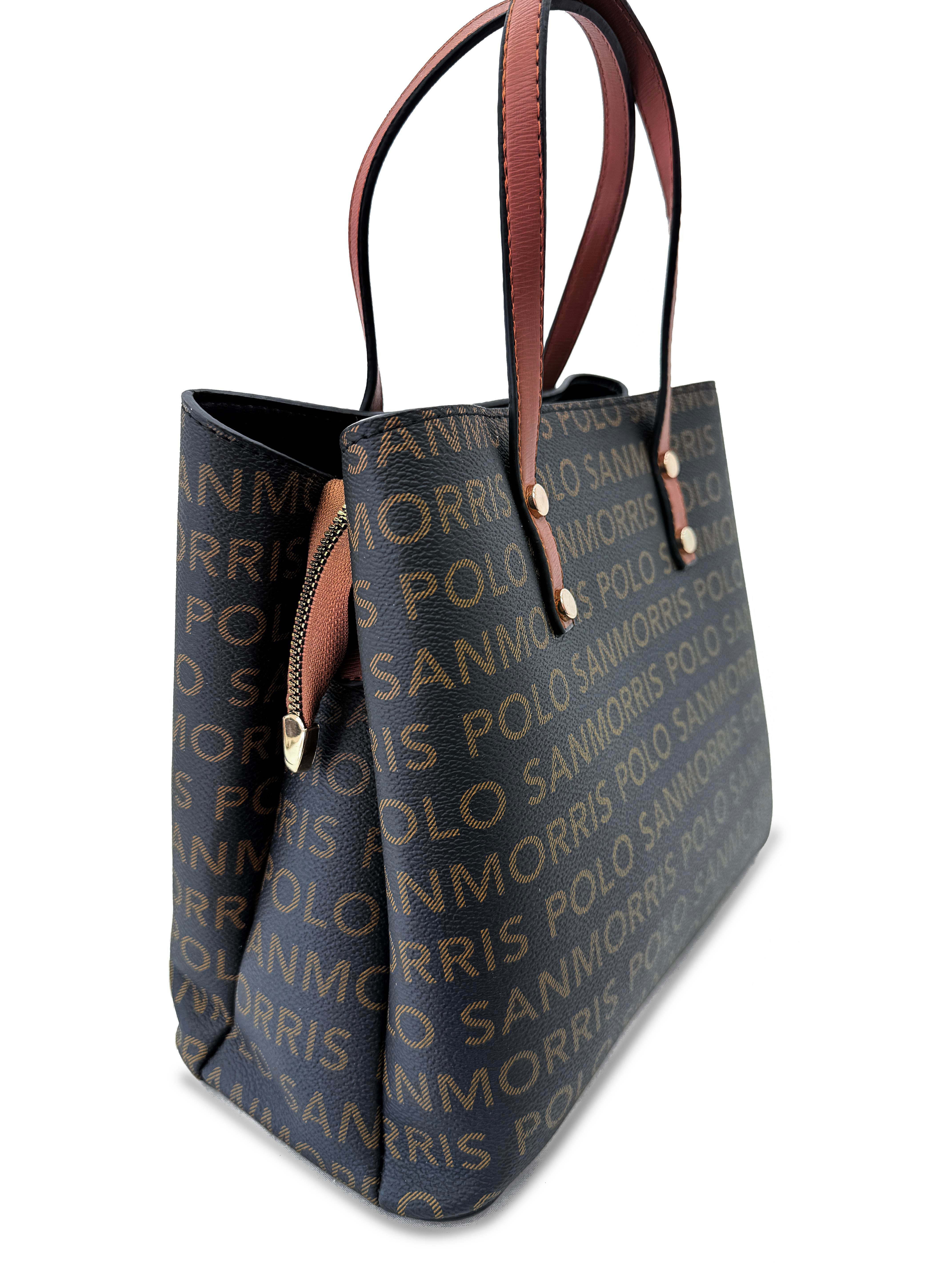 Kadın 4 Bölmeli Gold Aksesuarlı Sade Şık Omuz Ve El Çantası KAHVE YAZILI