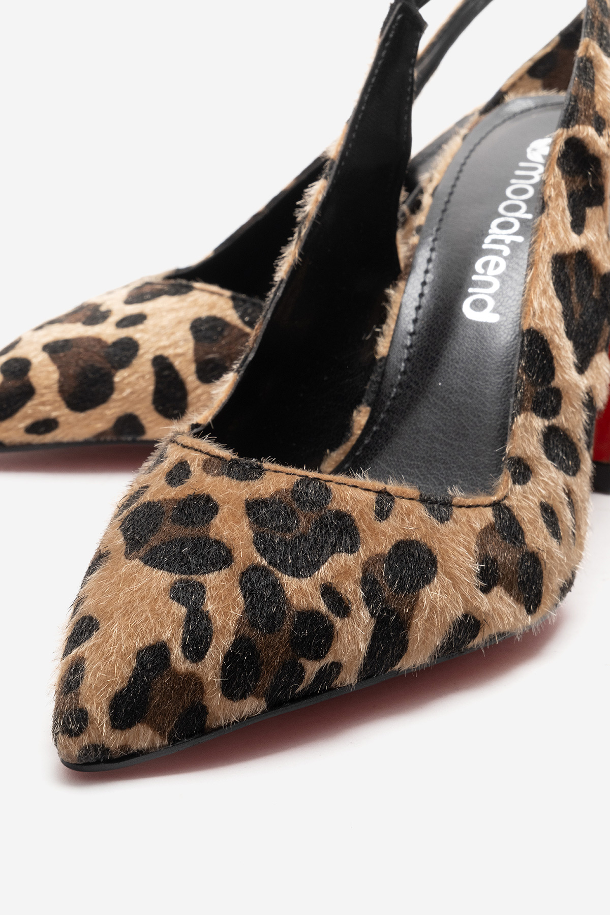 Kadın  Aynalı  Arkası Açık Topuklu Ayakkabı LEOPAR