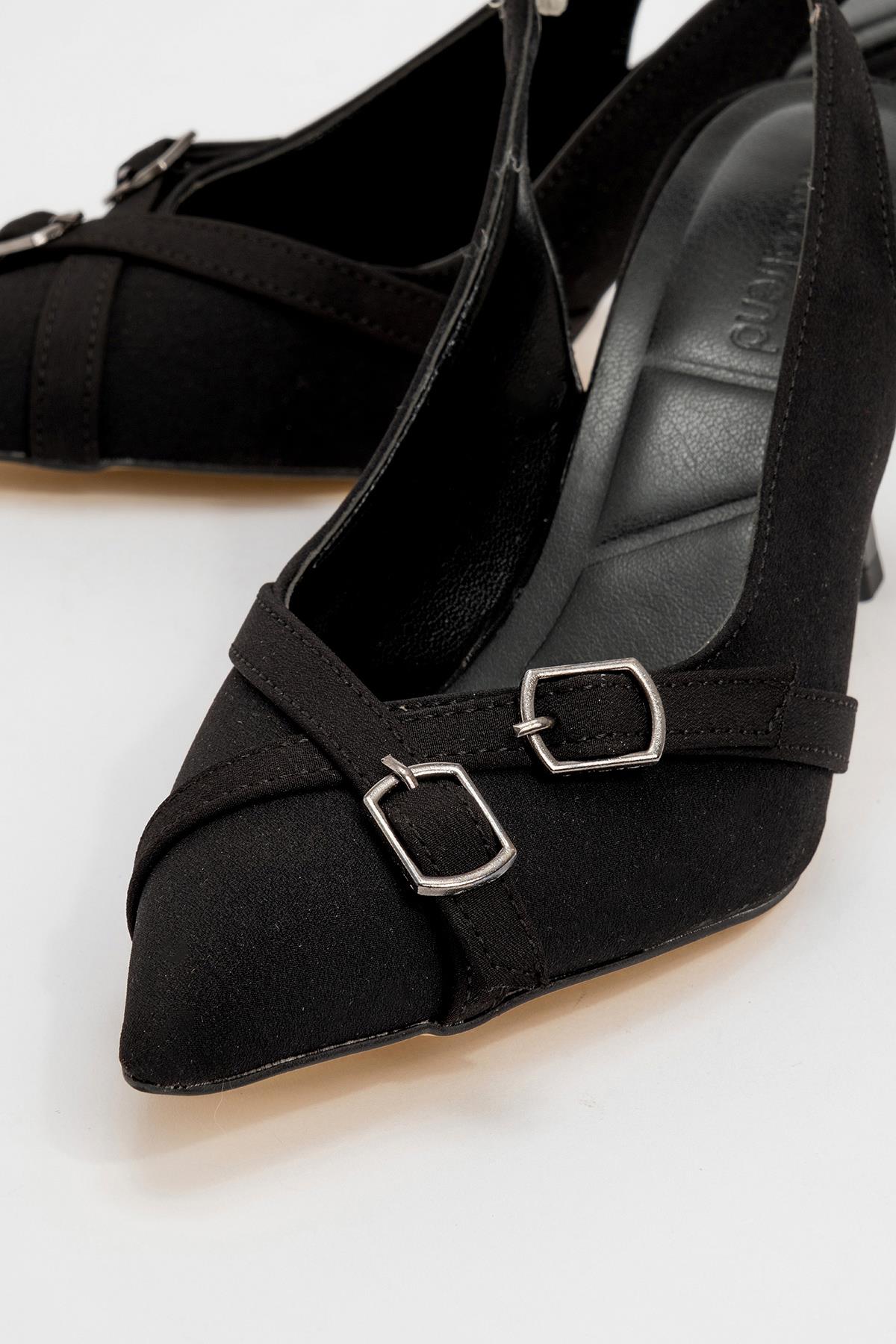 Kadın Çapraz Biyeli Topuklu Sandale SİYAH ZRA
