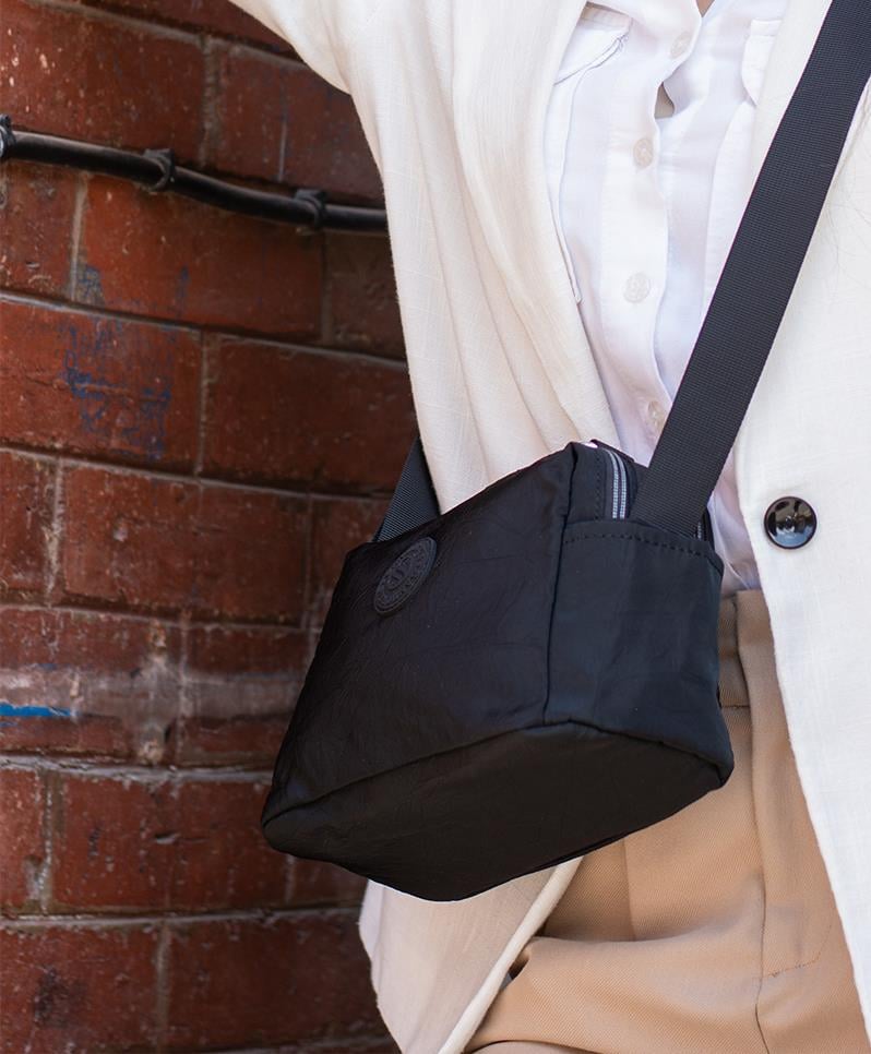 Kadın Günlük, Su geçirmez Paraşüt Kumaş Ayarlanabilir Çapraz Askılı Çanta SİYAH