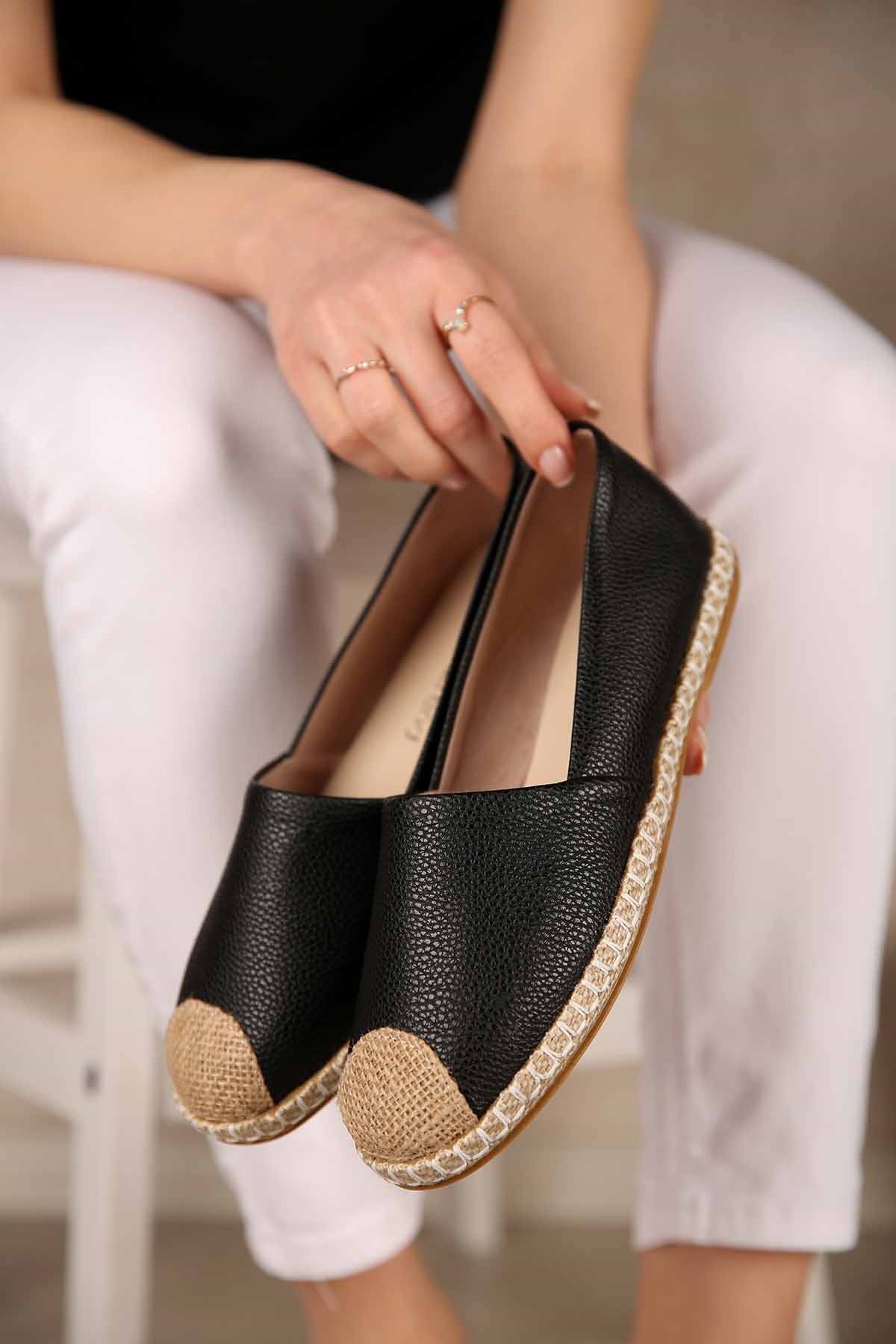 Kadın Hasırlı Espadril SİYAH CİLT