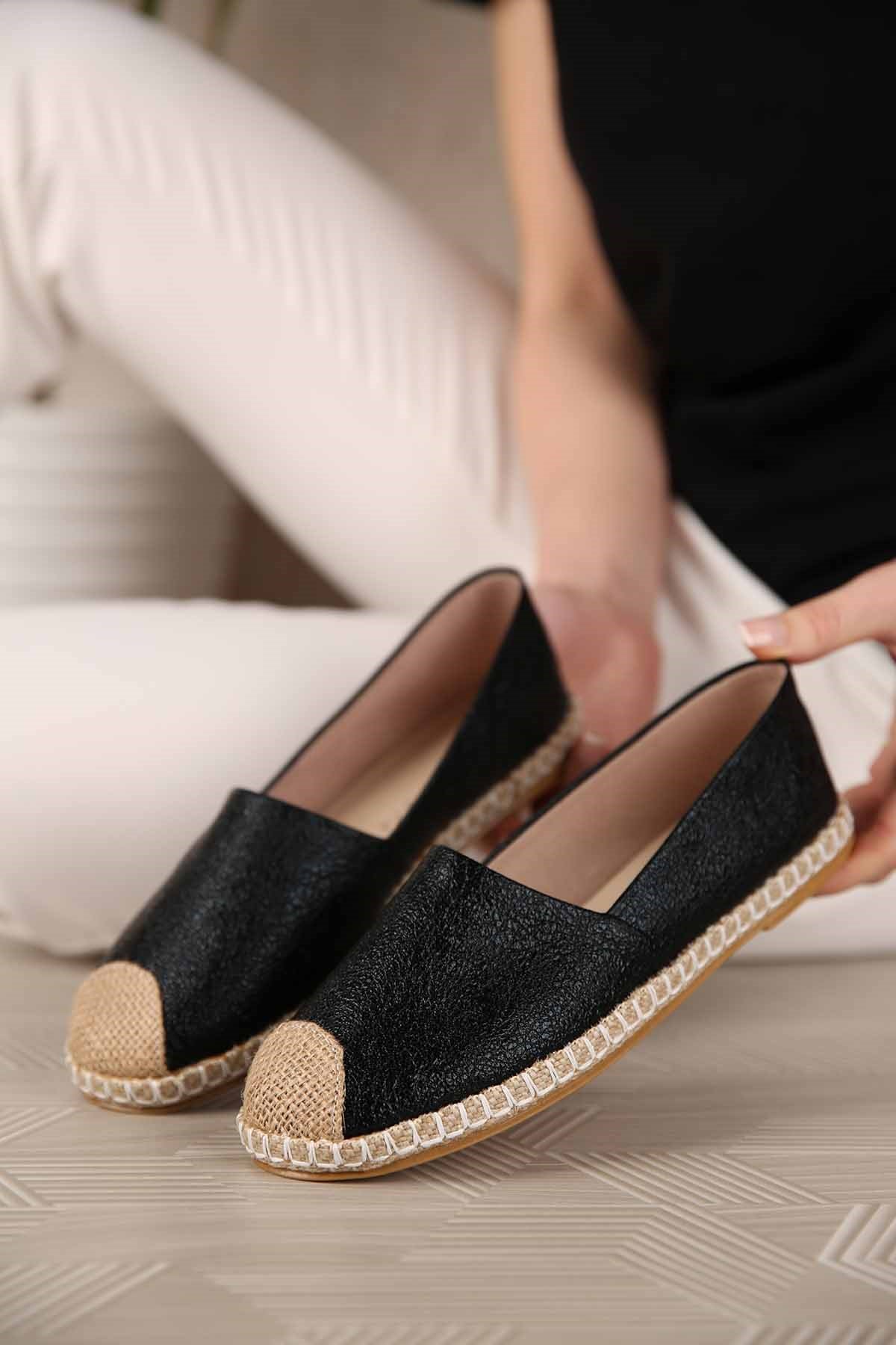 Kadın Hasırlı Espadril SİYAH SUDE