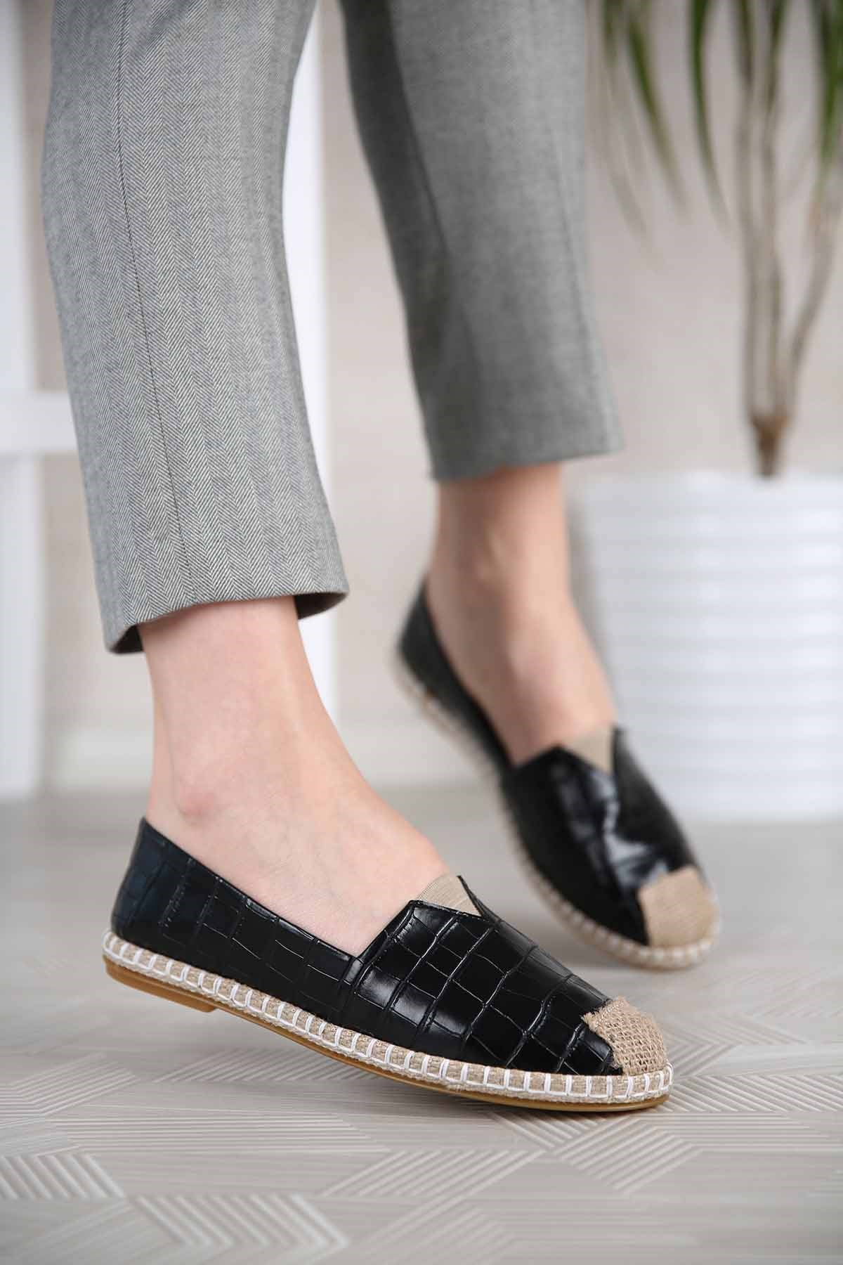 Kadın Kroko Espadril SİYAH