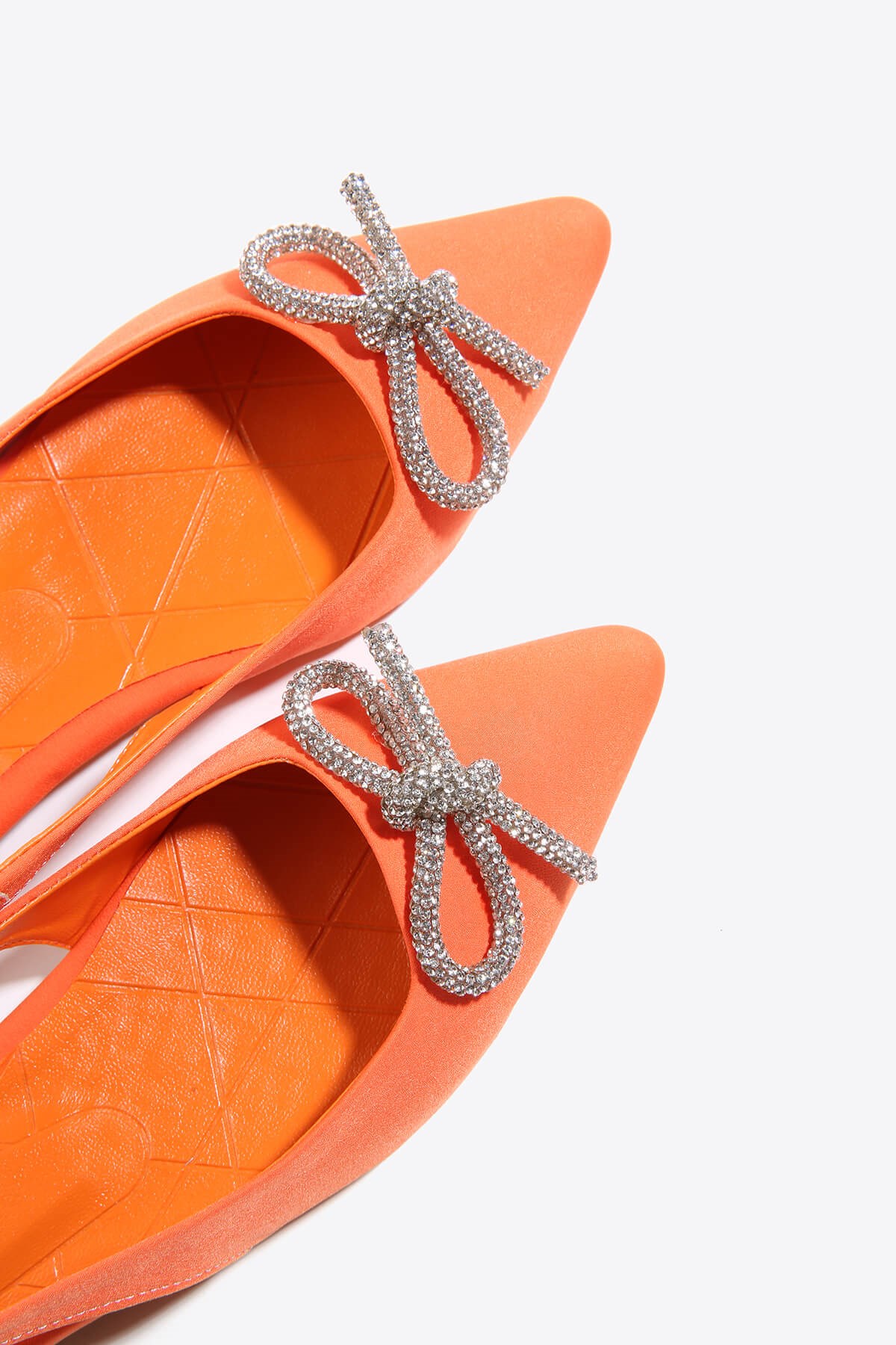 Kadın Kurdele Taşlı Sandalet Ayakkabı ORANGE