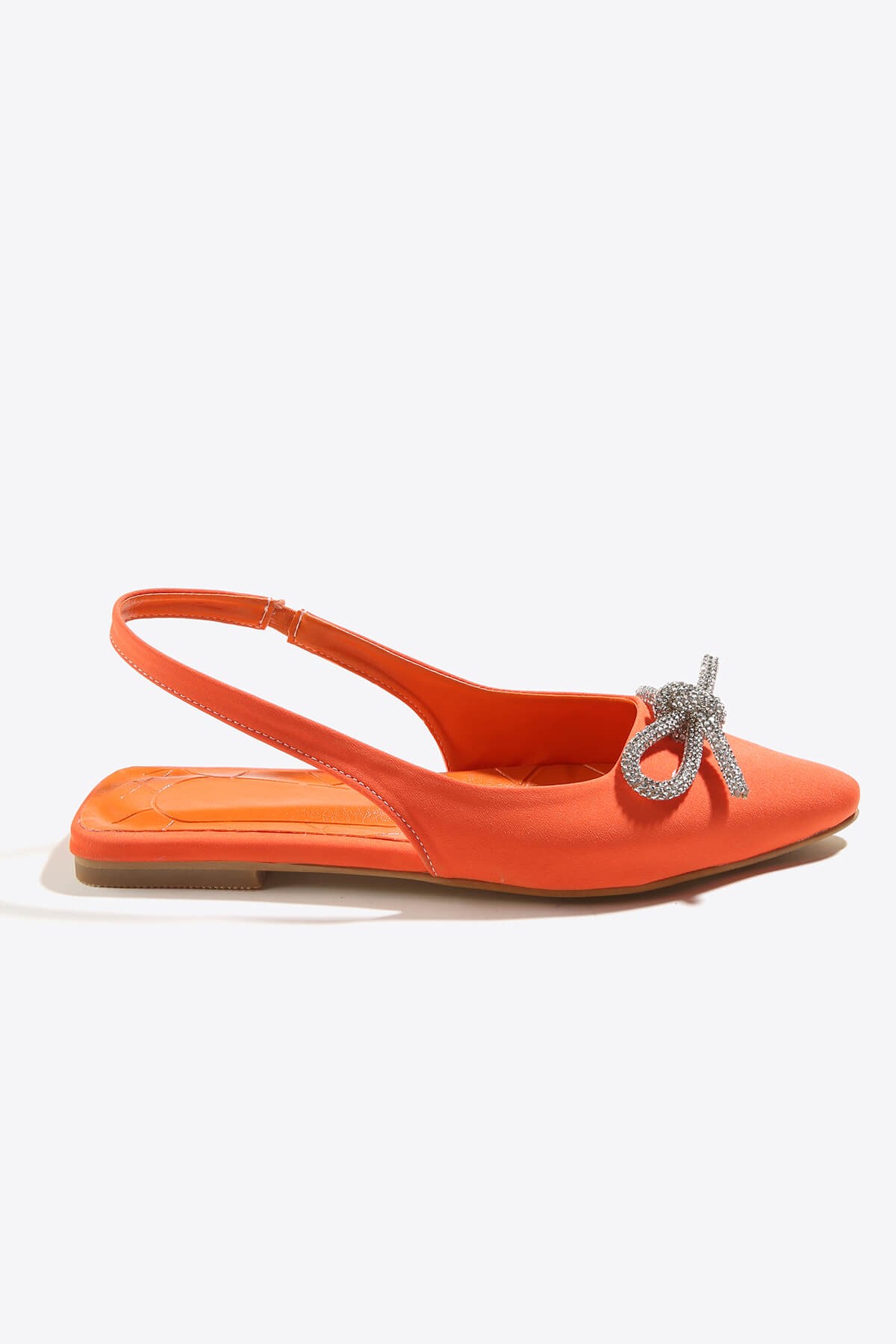 Kadın Kurdele Taşlı Sandalet Ayakkabı ORANGE