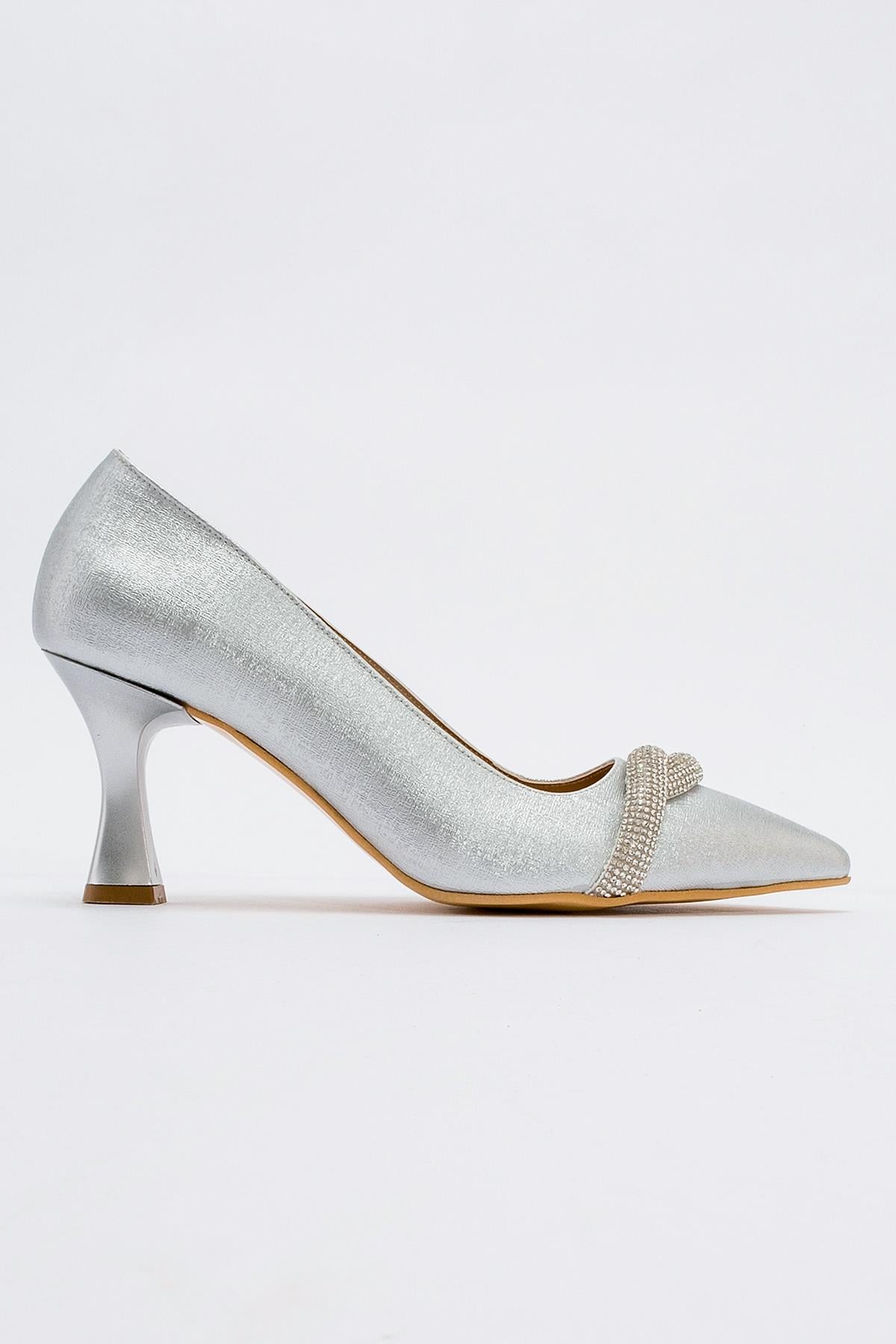 Kadın Sivri Burunlu Stiletto GÜMÜŞ PRADA