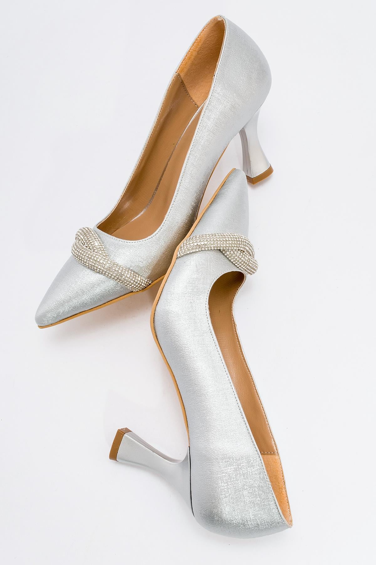 Kadın Sivri Burunlu Stiletto GÜMÜŞ PRADA