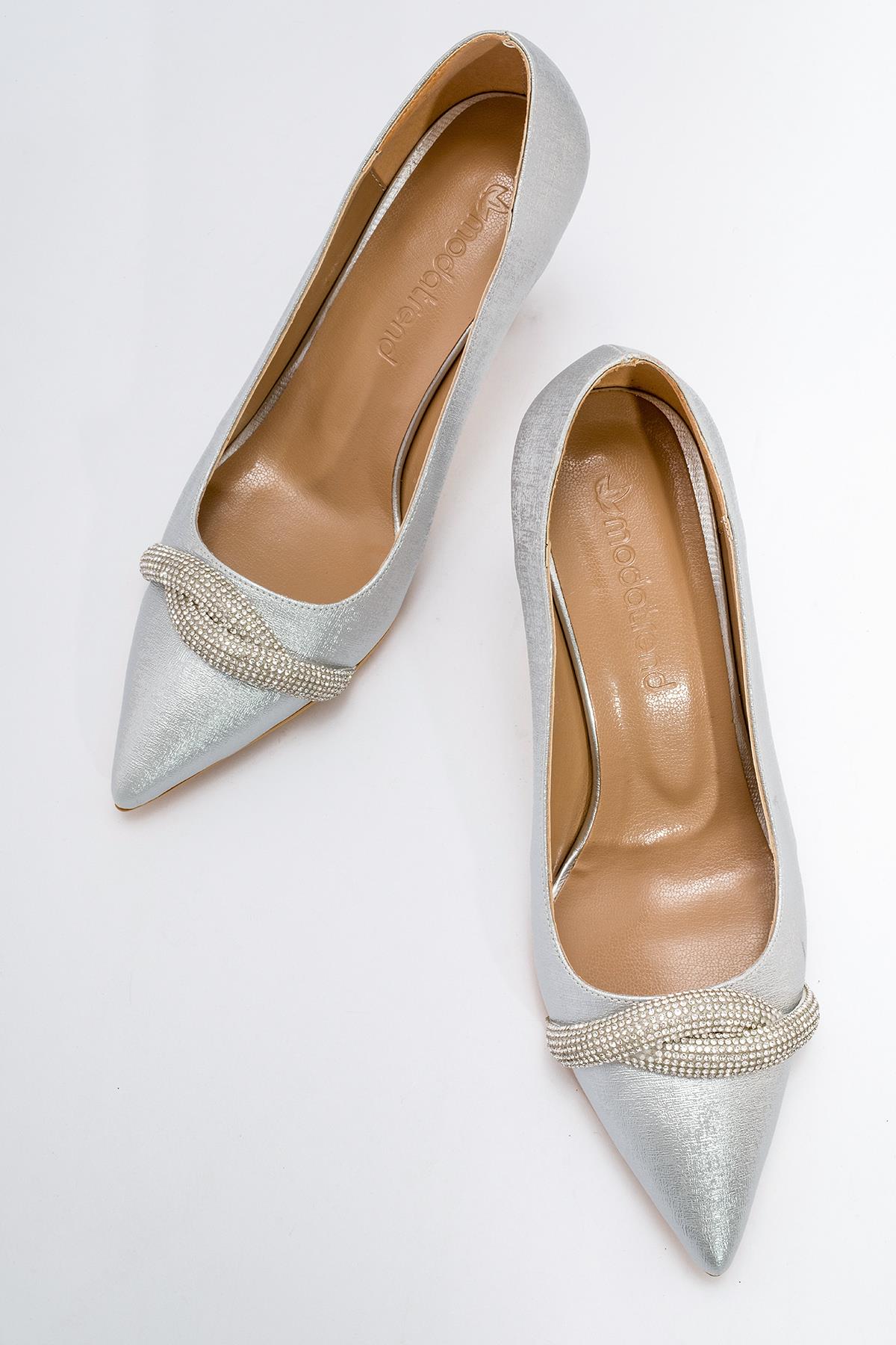 Kadın Sivri Burunlu Stiletto GÜMÜŞ PRADA