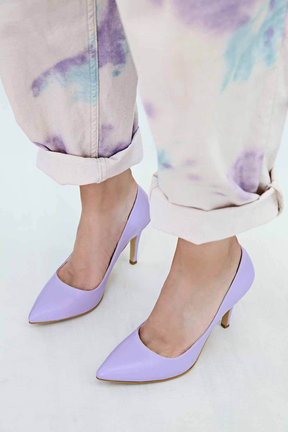 Kadın Sivri Burunlu Stiletto LİLA CİLT