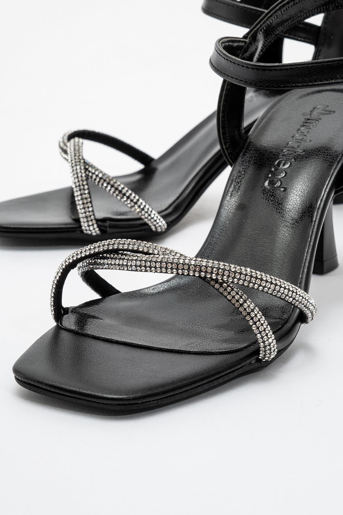Kadın Sivri Burunlu Stiletto SİYAH GÜMÜŞ