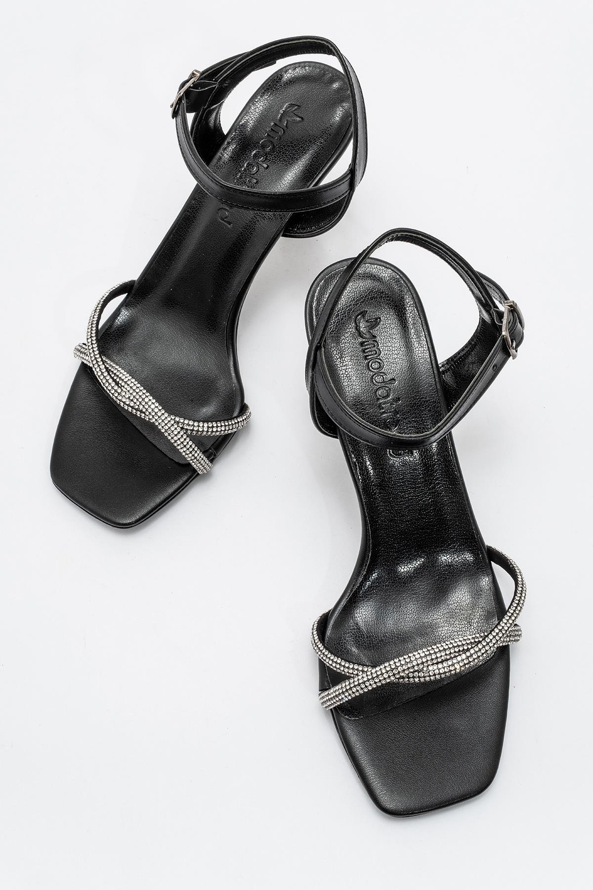 Kadın Sivri Burunlu Stiletto SİYAH GÜMÜŞ