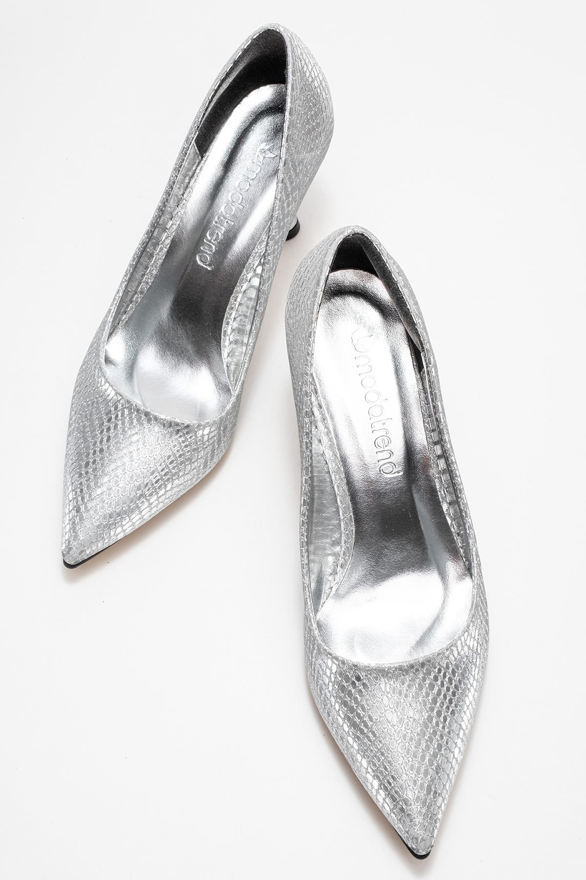 Kadın Stiletto Ayakkabı GÜMÜŞ YILAN SİM