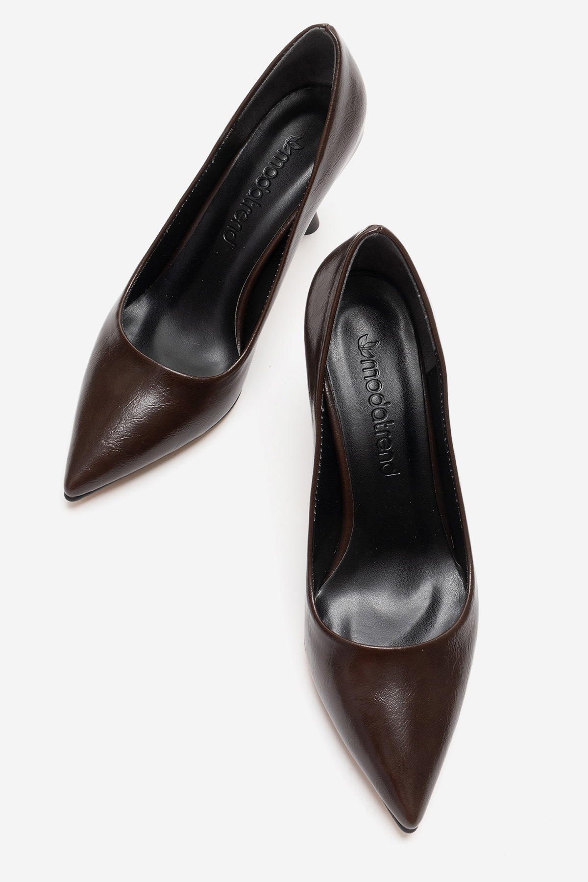 Kadın Stiletto Ayakkabı KAHVE KIRIŞIK