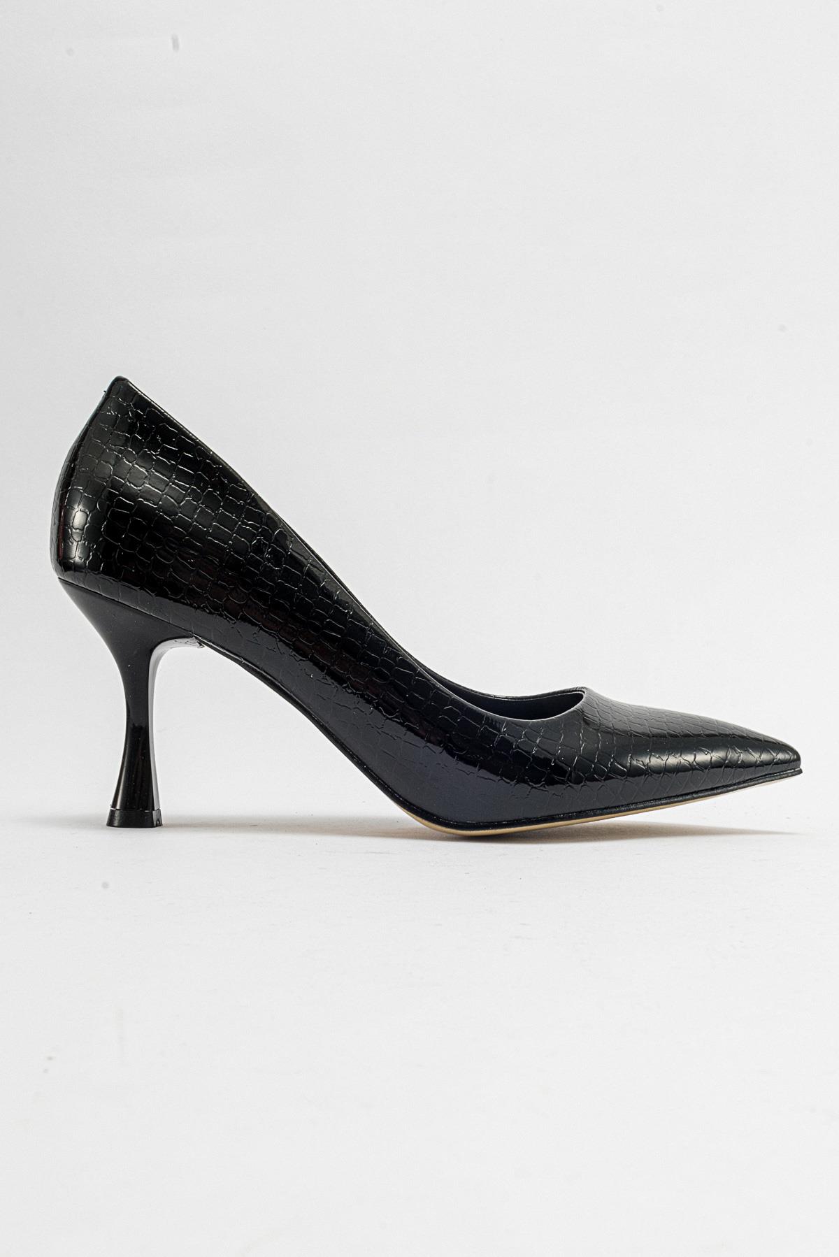 Kadın Stiletto Ayakkabı SİYAH KROKO