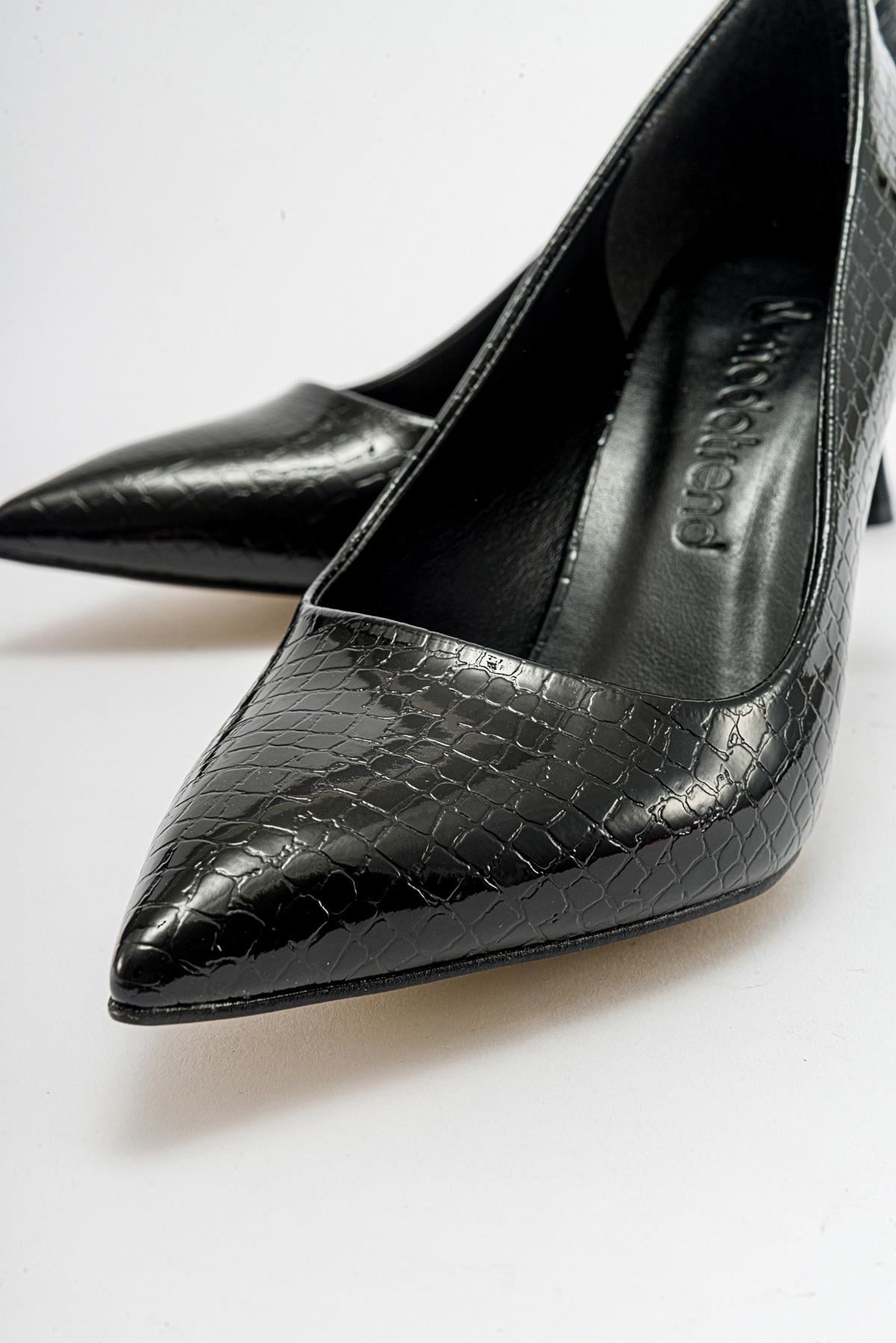 Kadın Stiletto Ayakkabı SİYAH KROKO