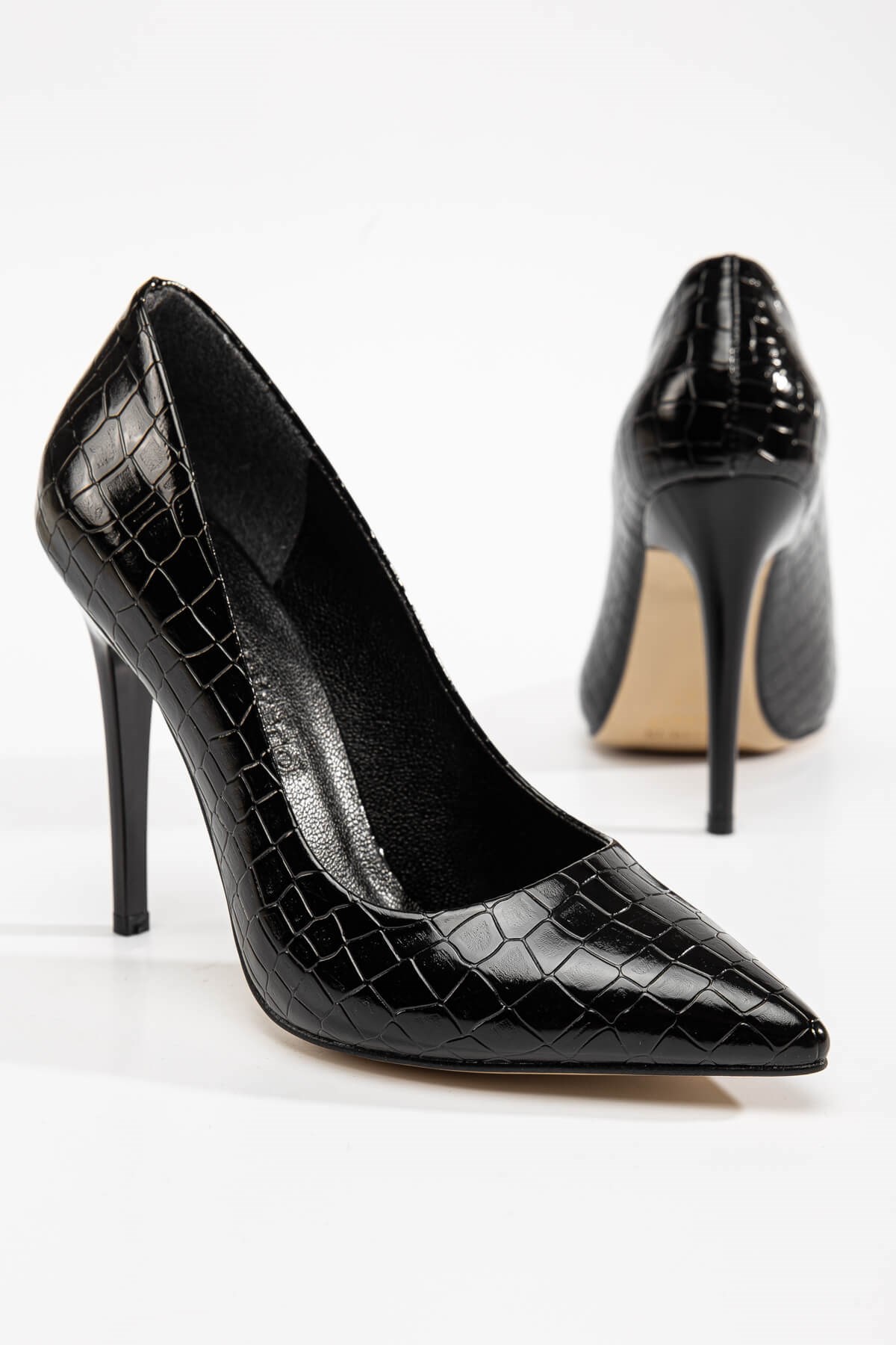 Kadın Stiletto SİYAH KROKO