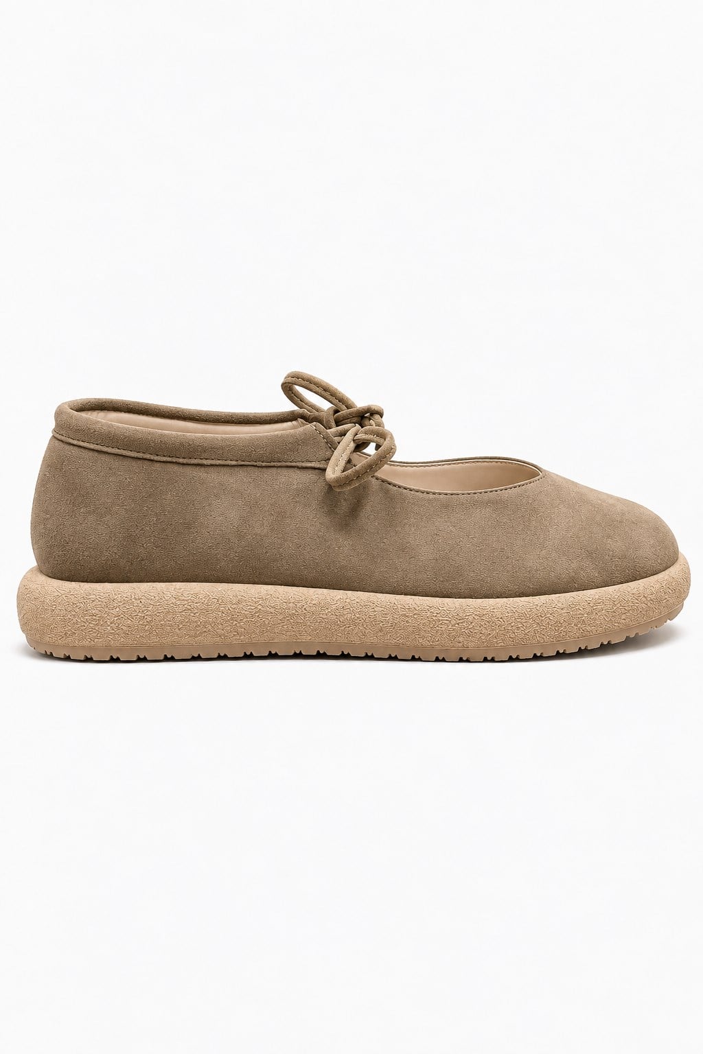 Kadın Tek Bağlı Sade Loafer VİZON NUBUK