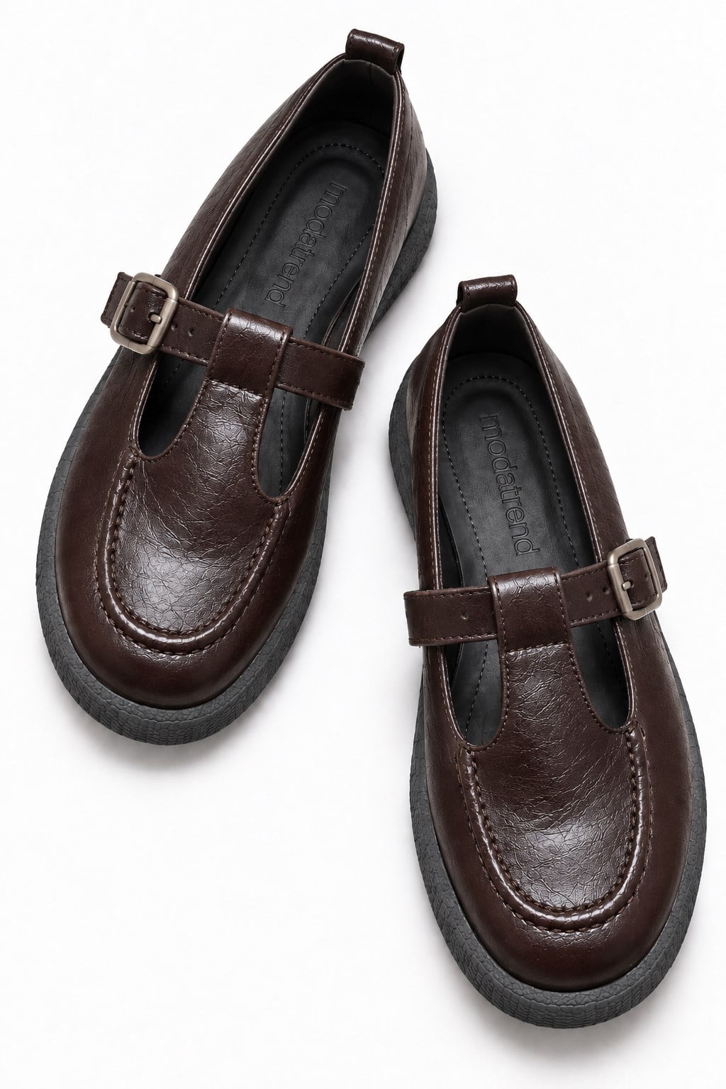 Kadın Tokalı Kemerli Loafer KAHVE KIRIŞIK